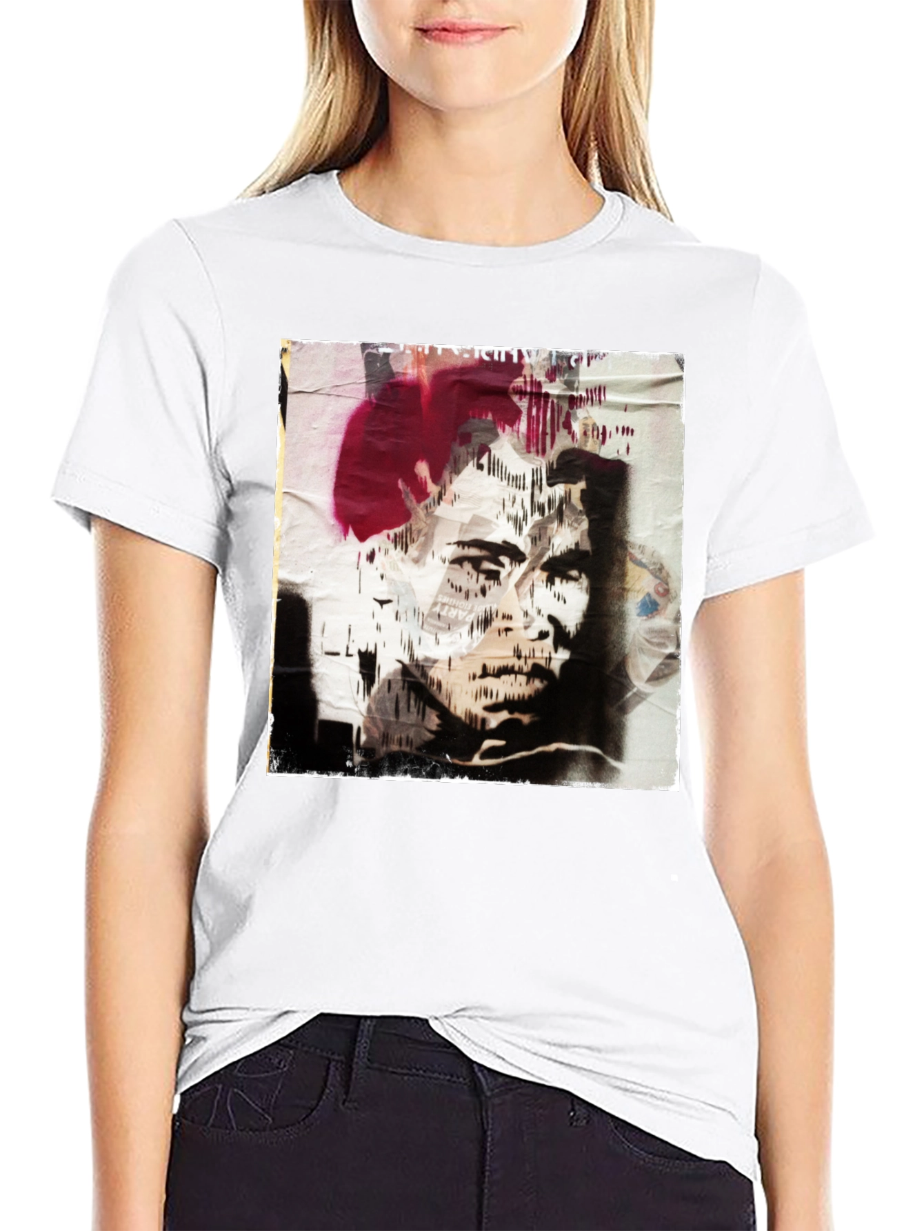 Abstract Graphic Print Black Cotton T-Shirt