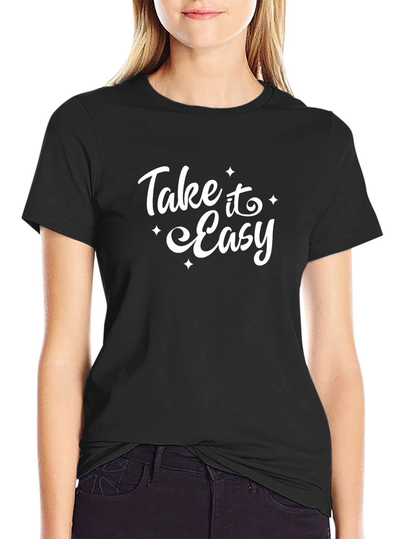 Take it Easy Graphic Black T-Shirt