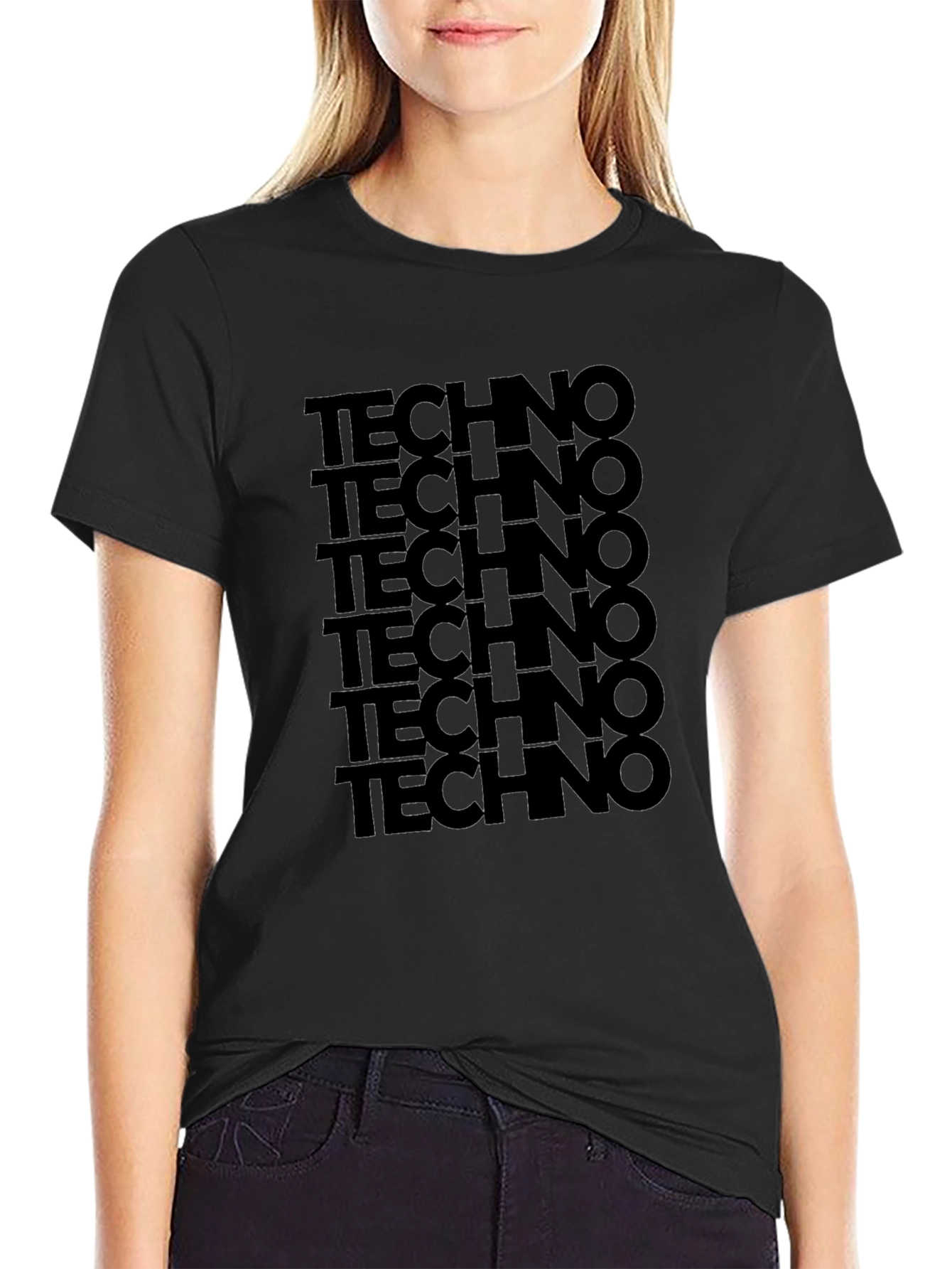Techno Stack Graphic T-Shirt - Black