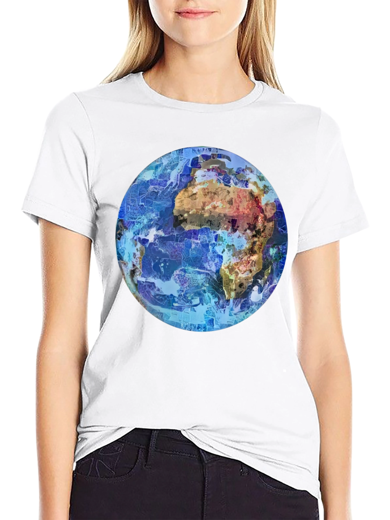 Abstract Earth Graphic Mens Black T-Shirt