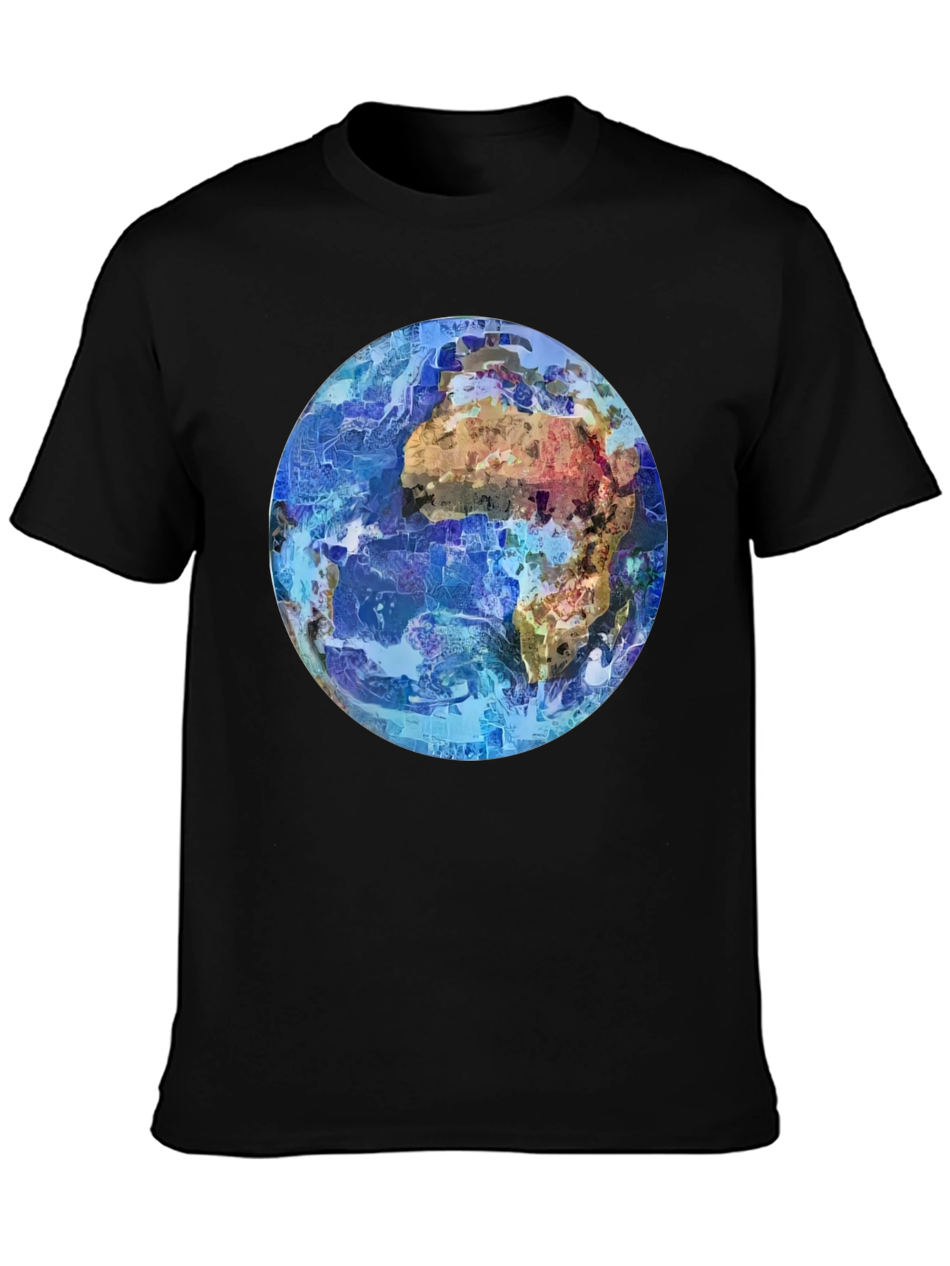 Abstract Earth Graphic Mens Black T-Shirt