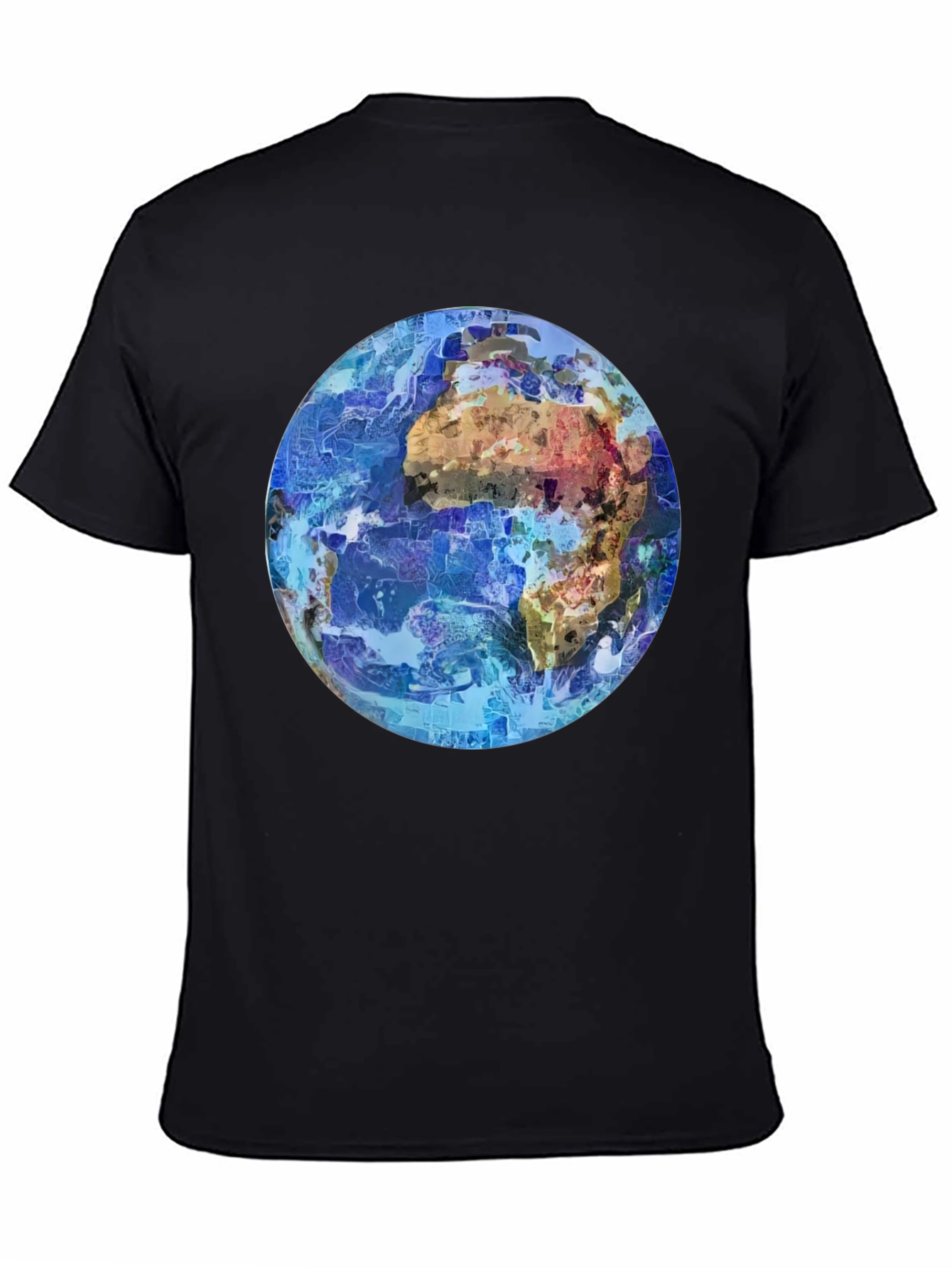 Abstract Earth Graphic Mens Black T-Shirt