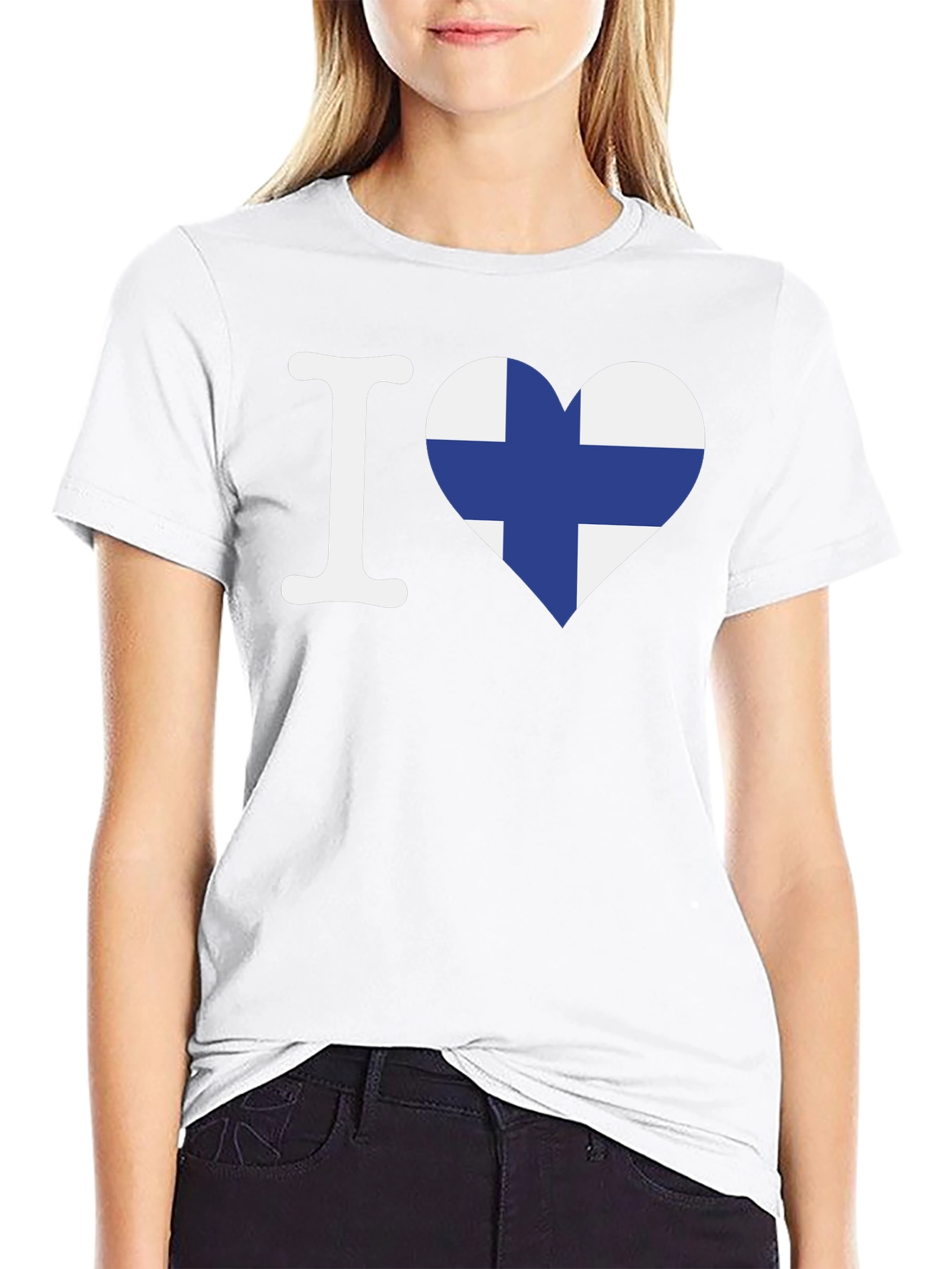 Finland Flag Heart Graphic Tee - Black Cotton Shirt