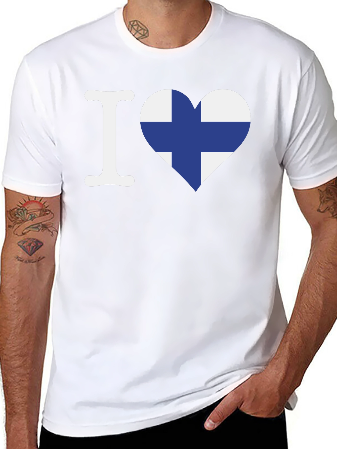 Finland Flag Heart Graphic Tee - Black Cotton Shirt
