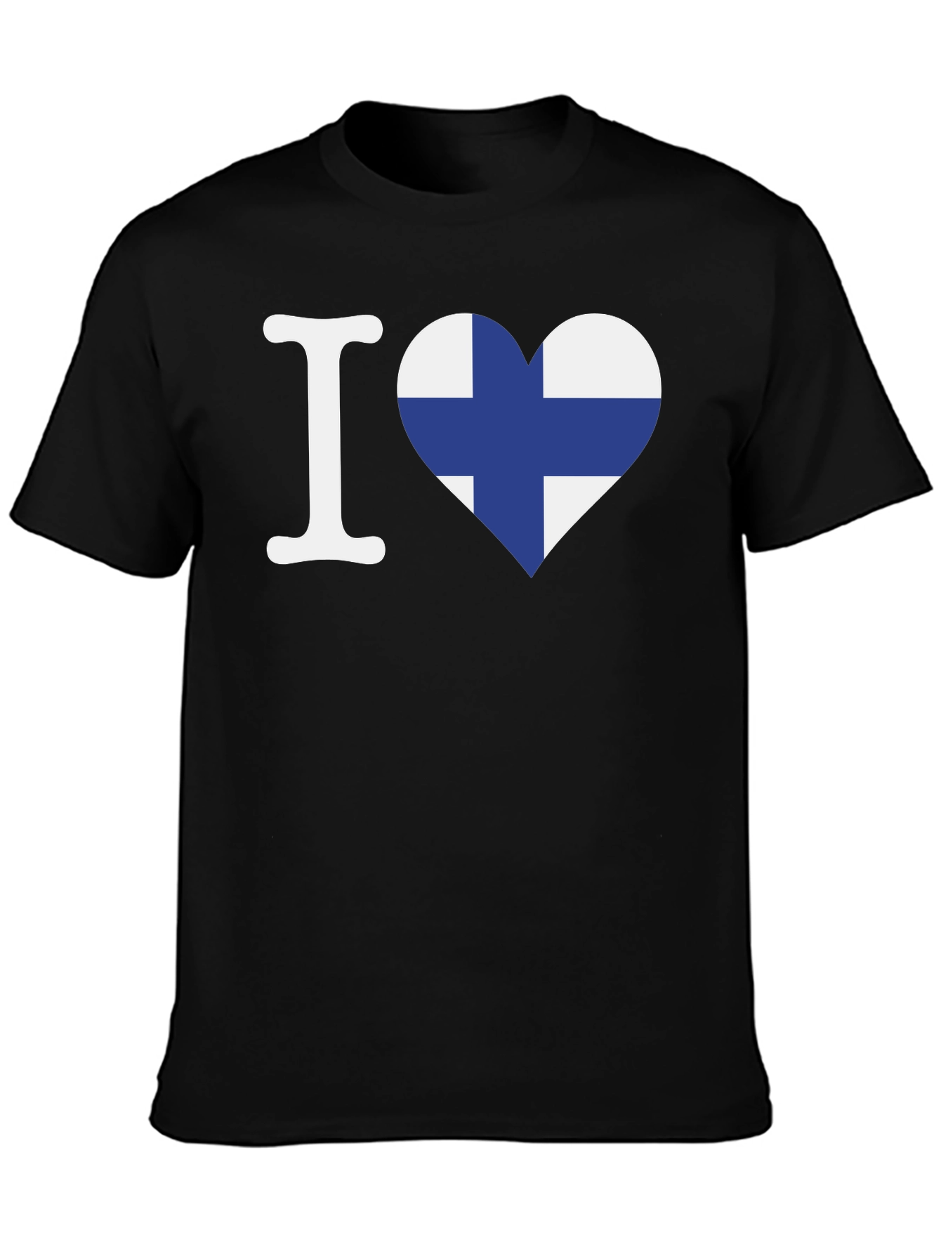 Finland Flag Heart Graphic Tee - Black Cotton Shirt