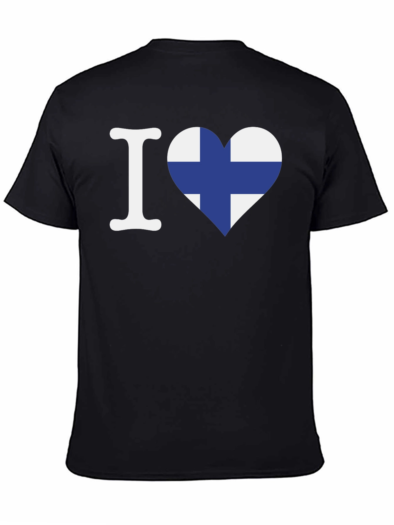 Finland Flag Heart Graphic Tee - Black Cotton Shirt