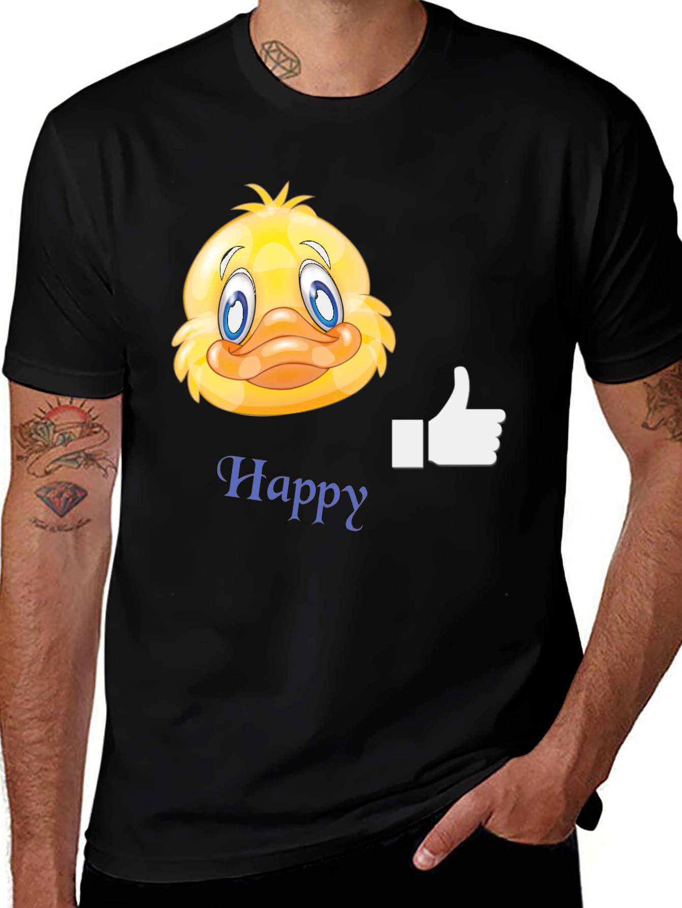 Happy Duck Graphic T-Shirt - Casual Black Tee
