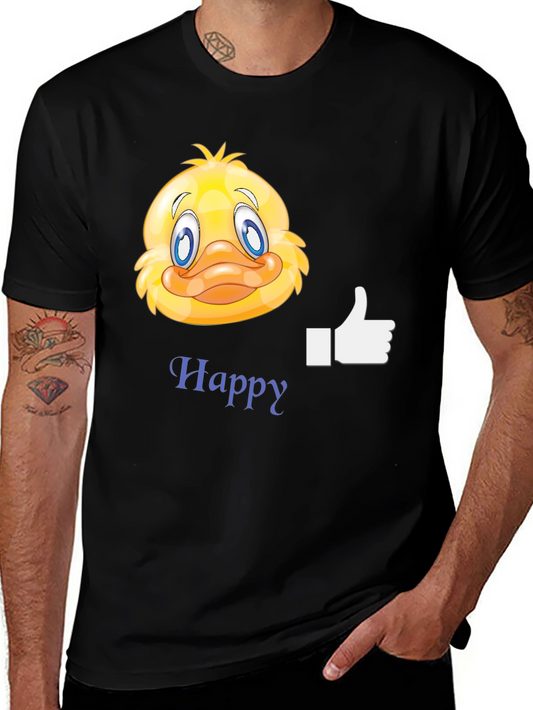 Happy Duck Graphic T-Shirt - Casual Black Tee