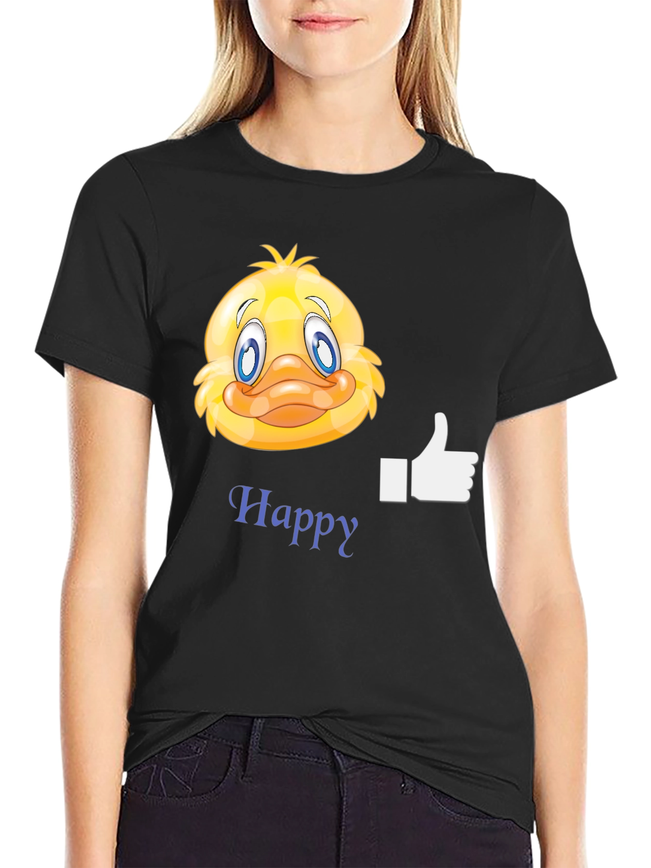 Happy Duck Graphic T-Shirt - Casual Black Tee