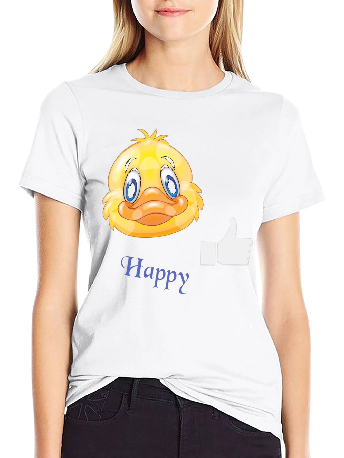Happy Duck Graphic T-Shirt - Casual Black Tee