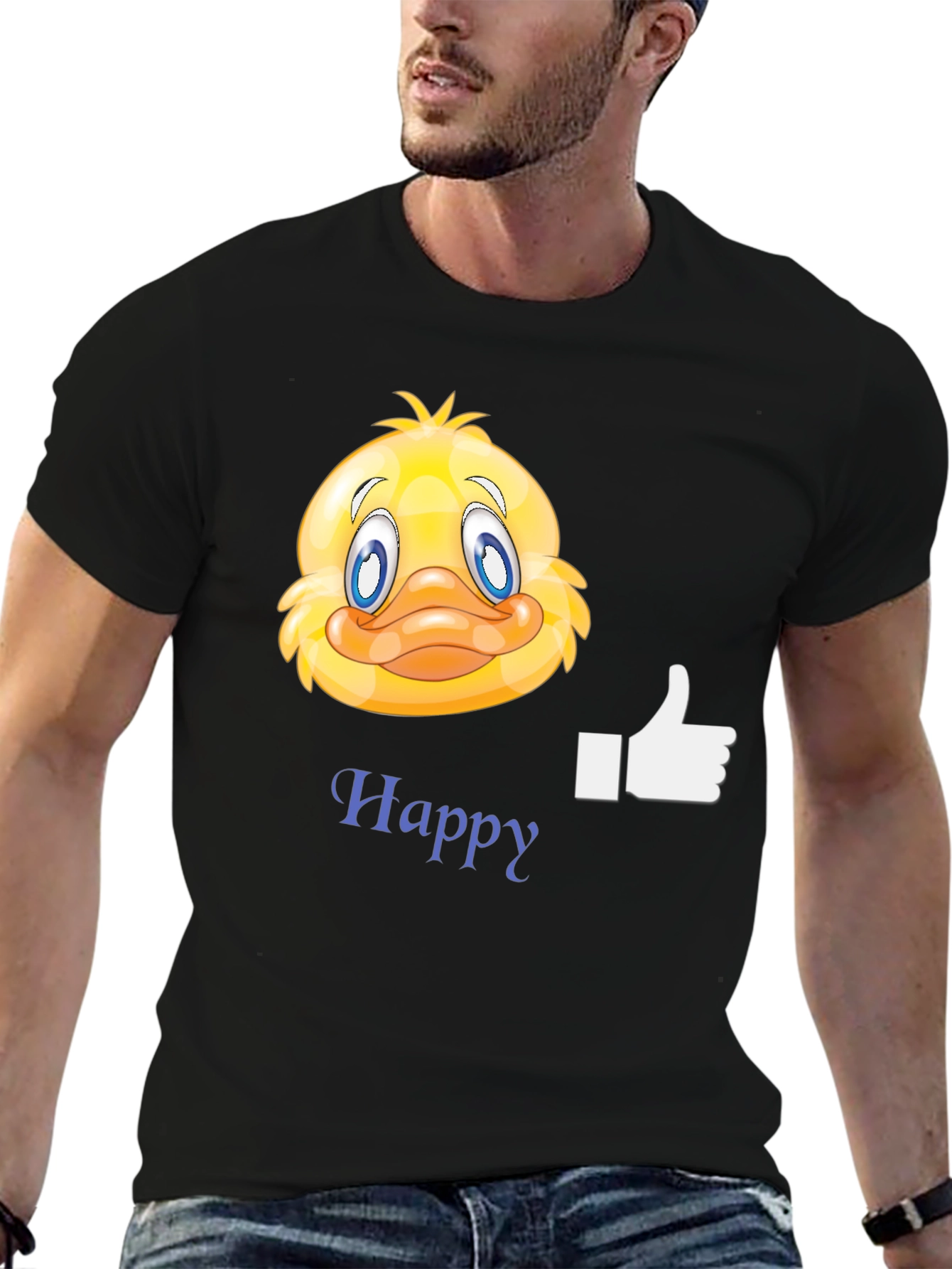 Happy Duck Graphic T-Shirt - Casual Black Tee