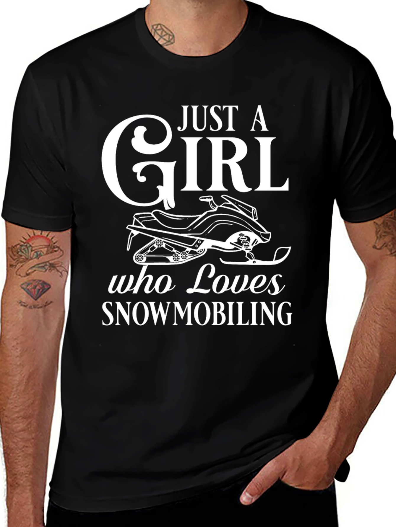 Just A Girl Who Loves Snowmobiling Black T-Shirt