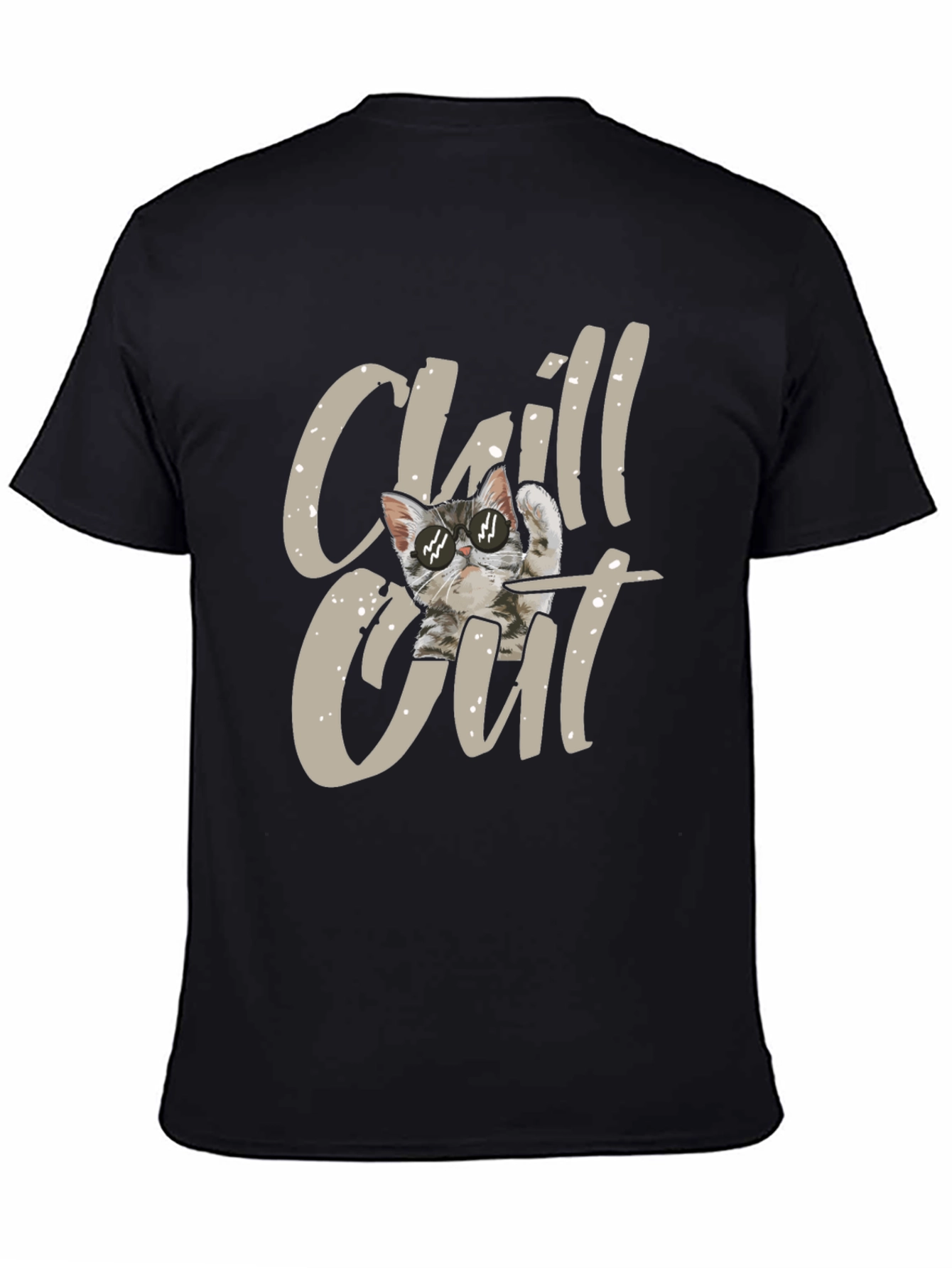 Chill Out Cat Graphic Black T-Shirt