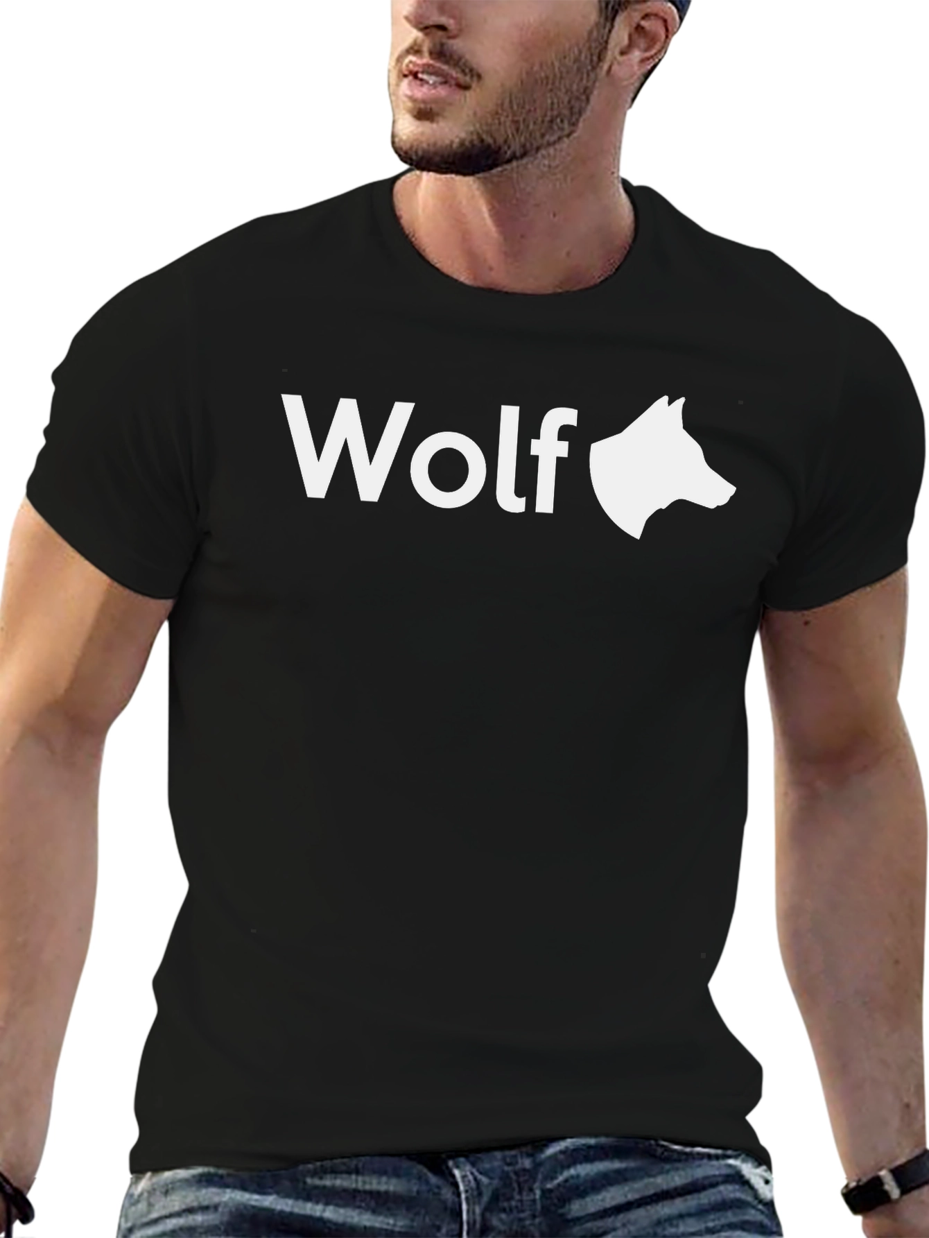 Wolf Graphic Tee - Black Cotton T-Shirt