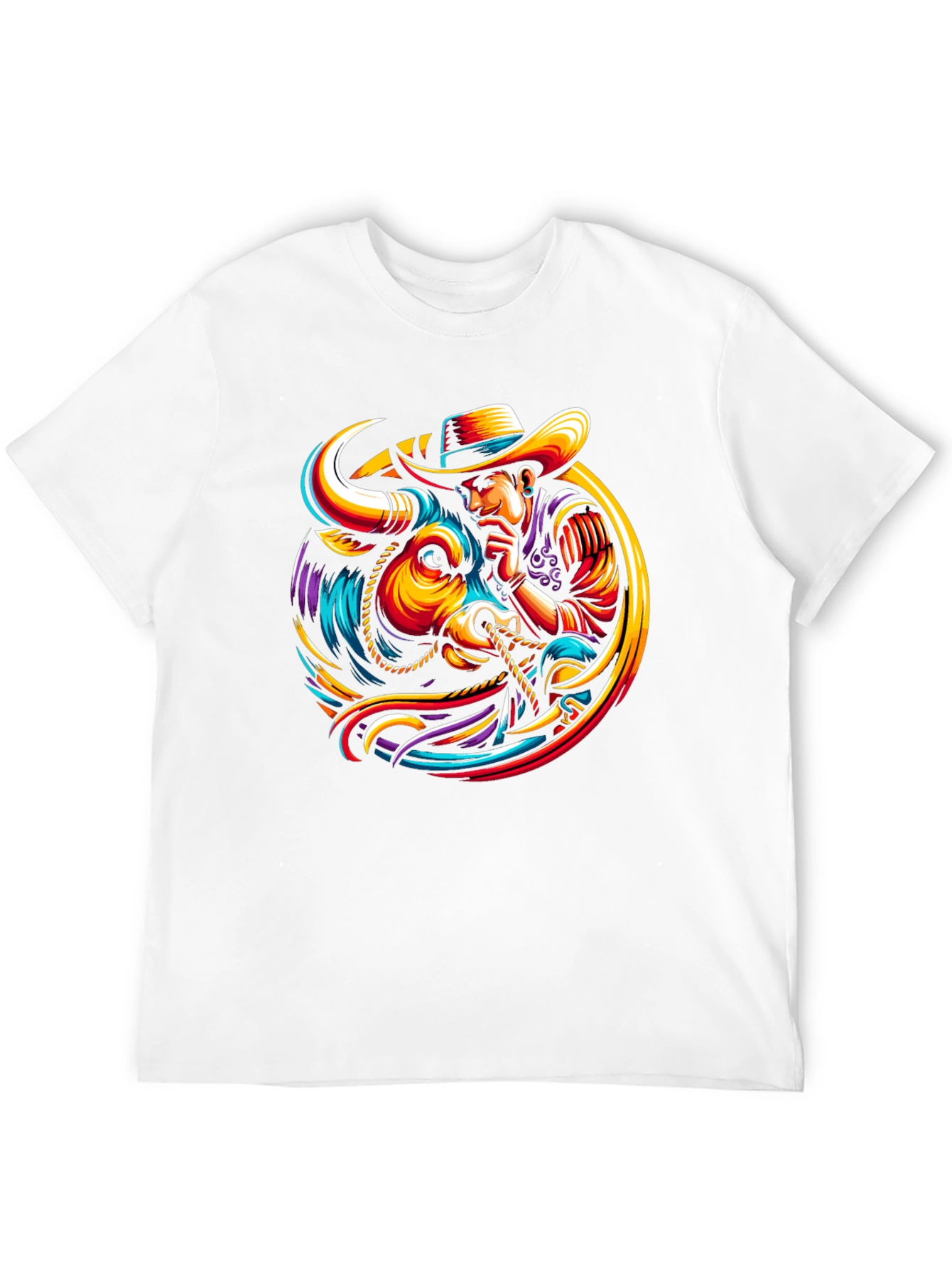 Cowboy Bull T-Shirt - Vibrant Graphic Design