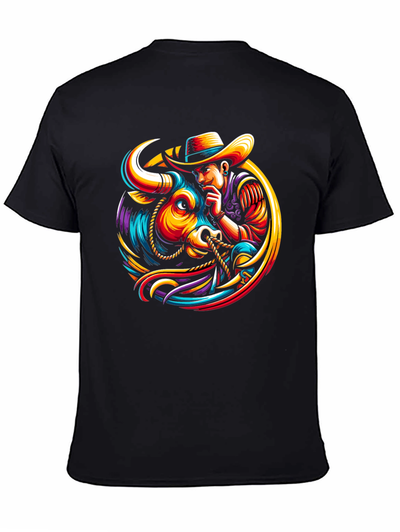 Cowboy Bull T-Shirt - Vibrant Graphic Design