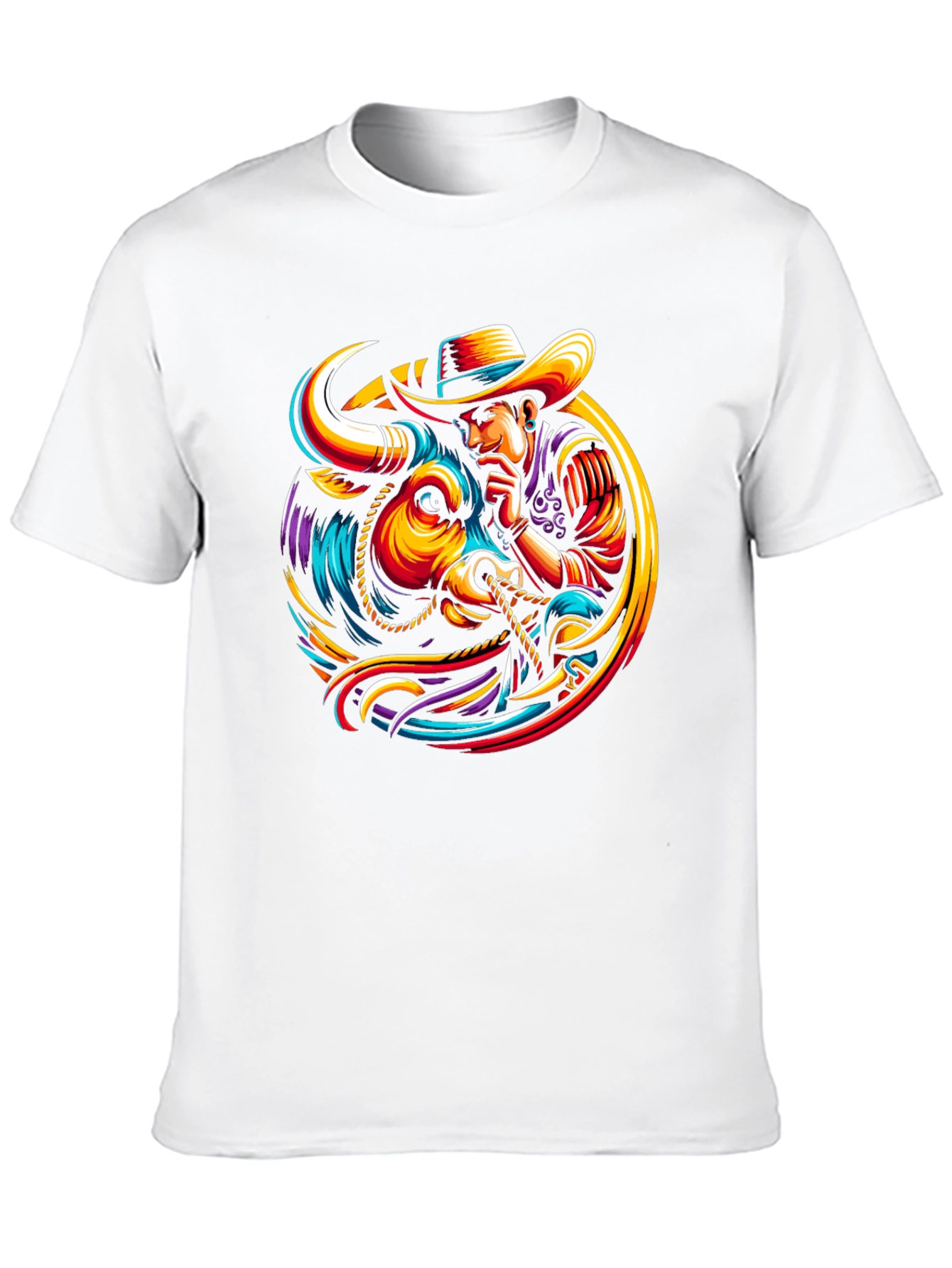 Cowboy Bull T-Shirt - Vibrant Graphic Design