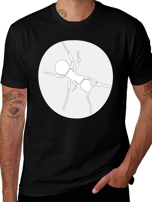 Abstract Ant Graphic Tee - Casual Black T-Shirt