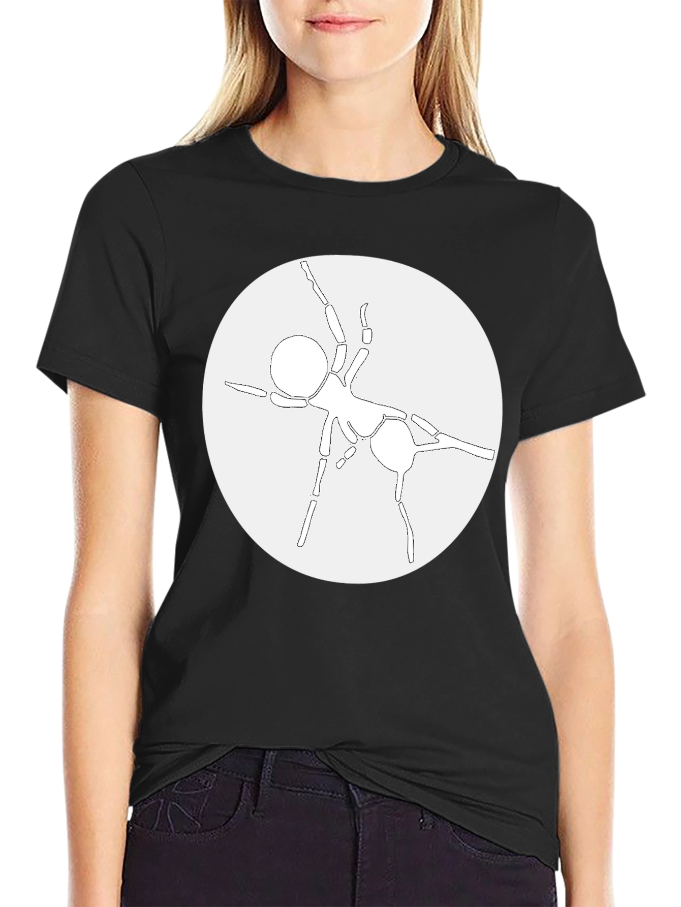 Abstract Ant Graphic Tee - Casual Black T-Shirt