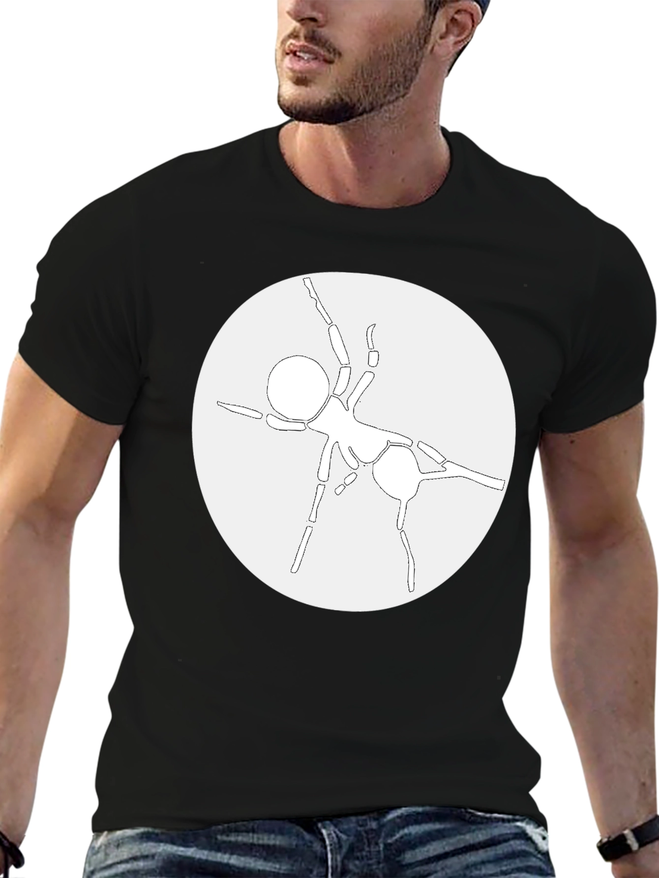 Abstract Ant Graphic Tee - Casual Black T-Shirt