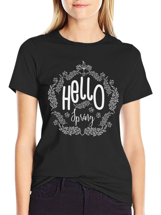 Hello Spring Graphic T-Shirt - Black