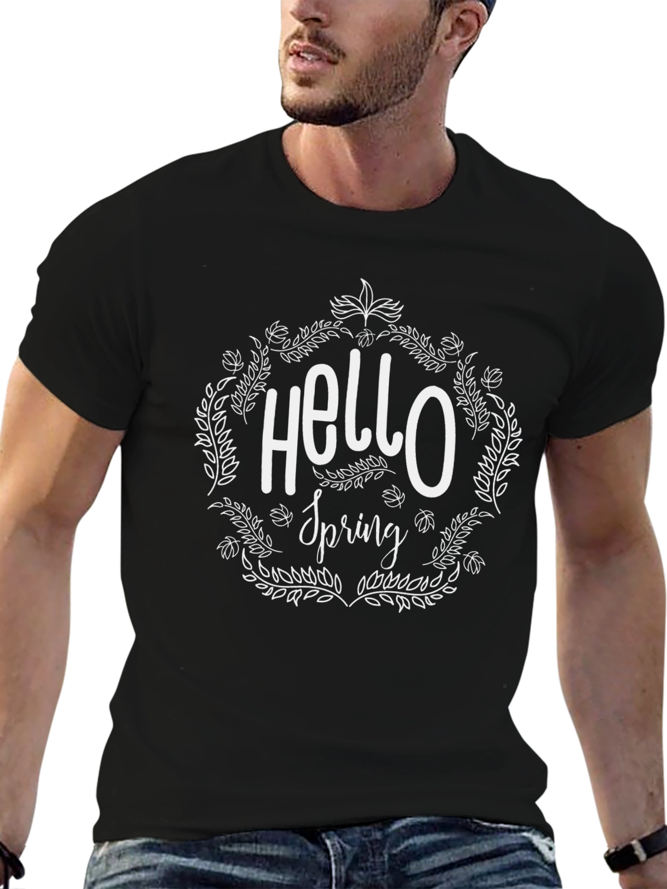 Hello Spring Graphic T-Shirt - Black