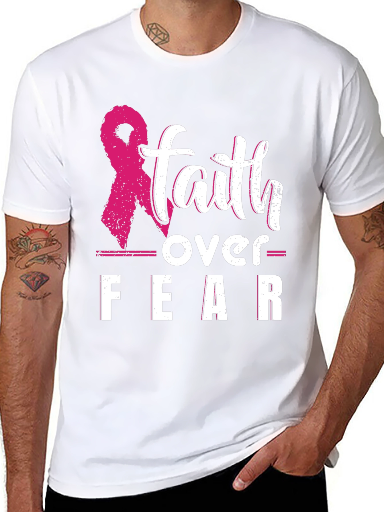 Faith Over Fear Breast Cancer Awareness T-Shirt