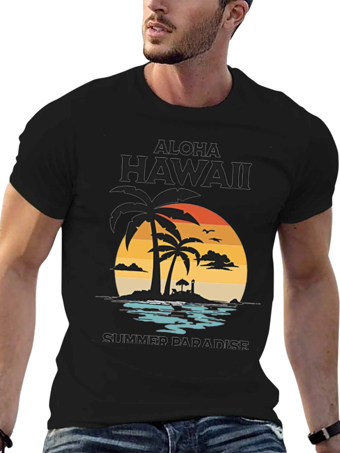Aloha Hawaii Summer Paradise Black T-Shirt