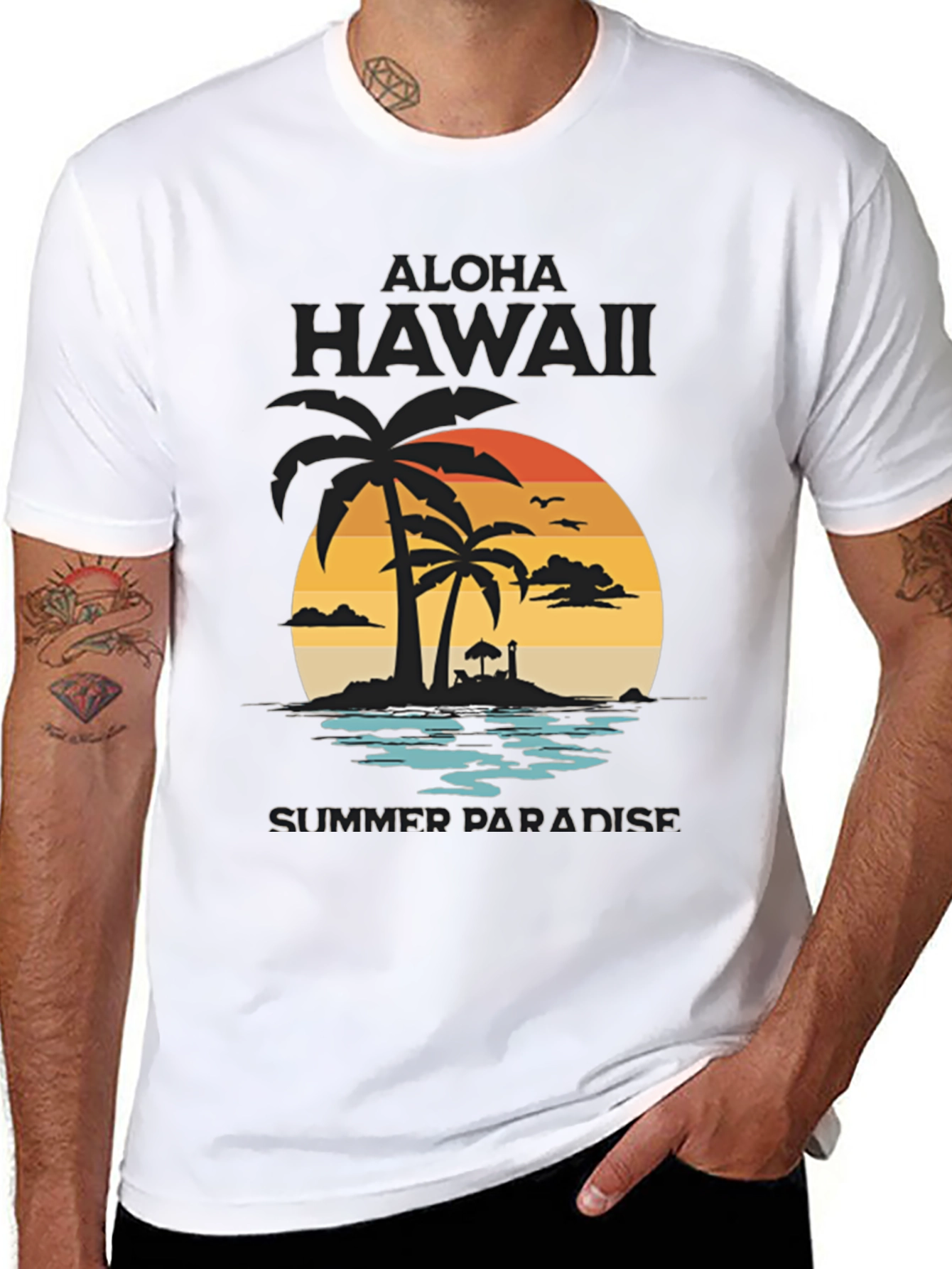 Aloha Hawaii Summer Paradise Black T-Shirt