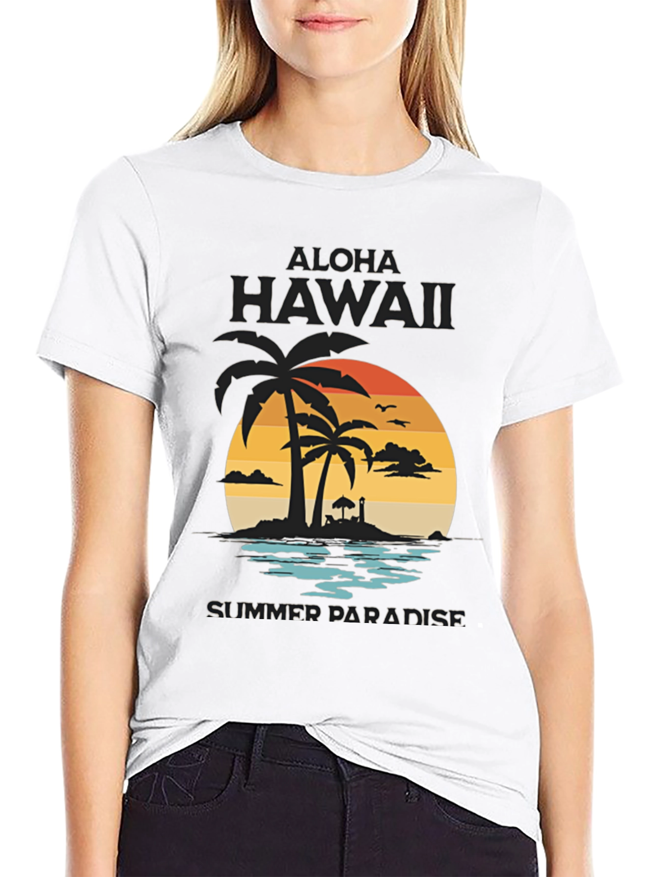 Aloha Hawaii Summer Paradise Black T-Shirt