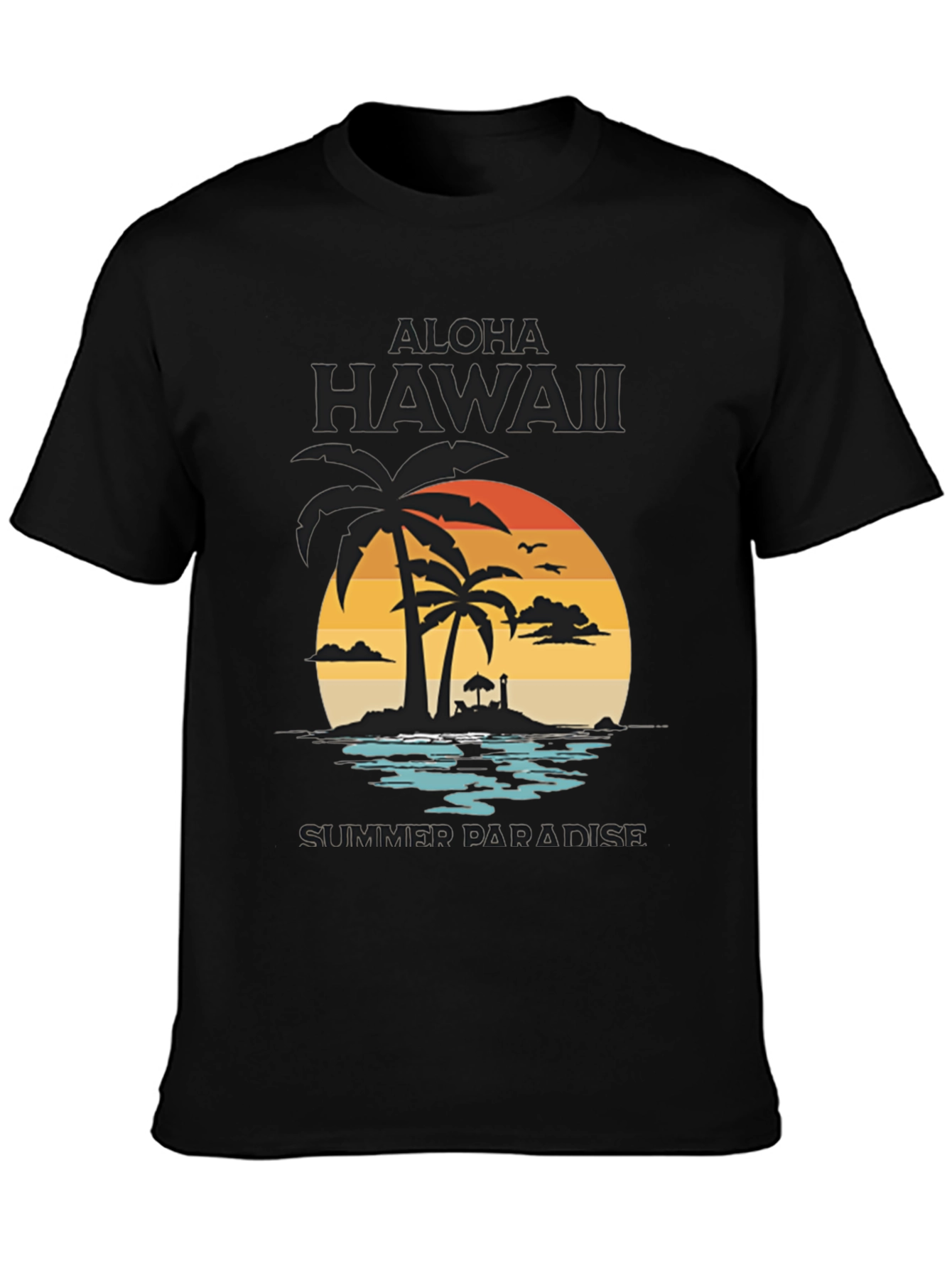 Aloha Hawaii Summer Paradise Black T-Shirt