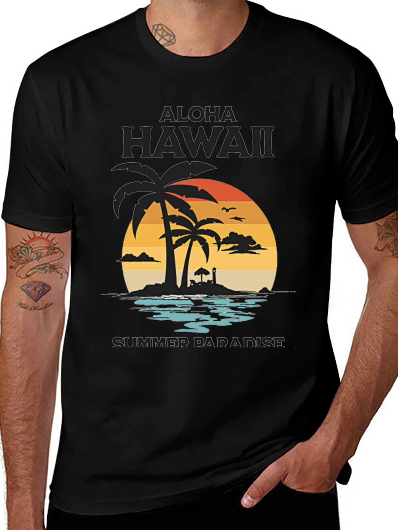 Aloha Hawaii Summer Paradise Black T-Shirt