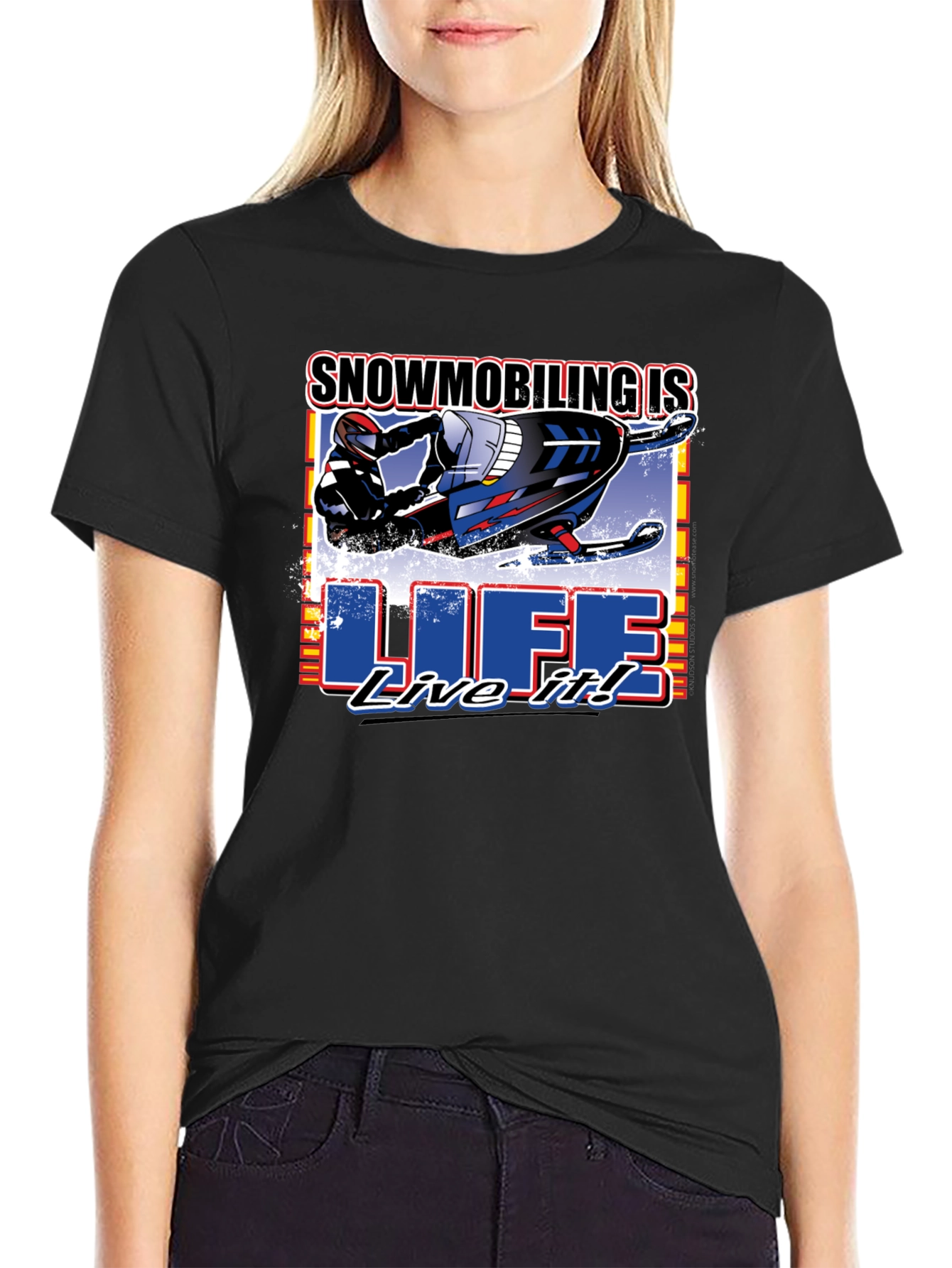 Snowmobiling is Life T-Shirt - Black