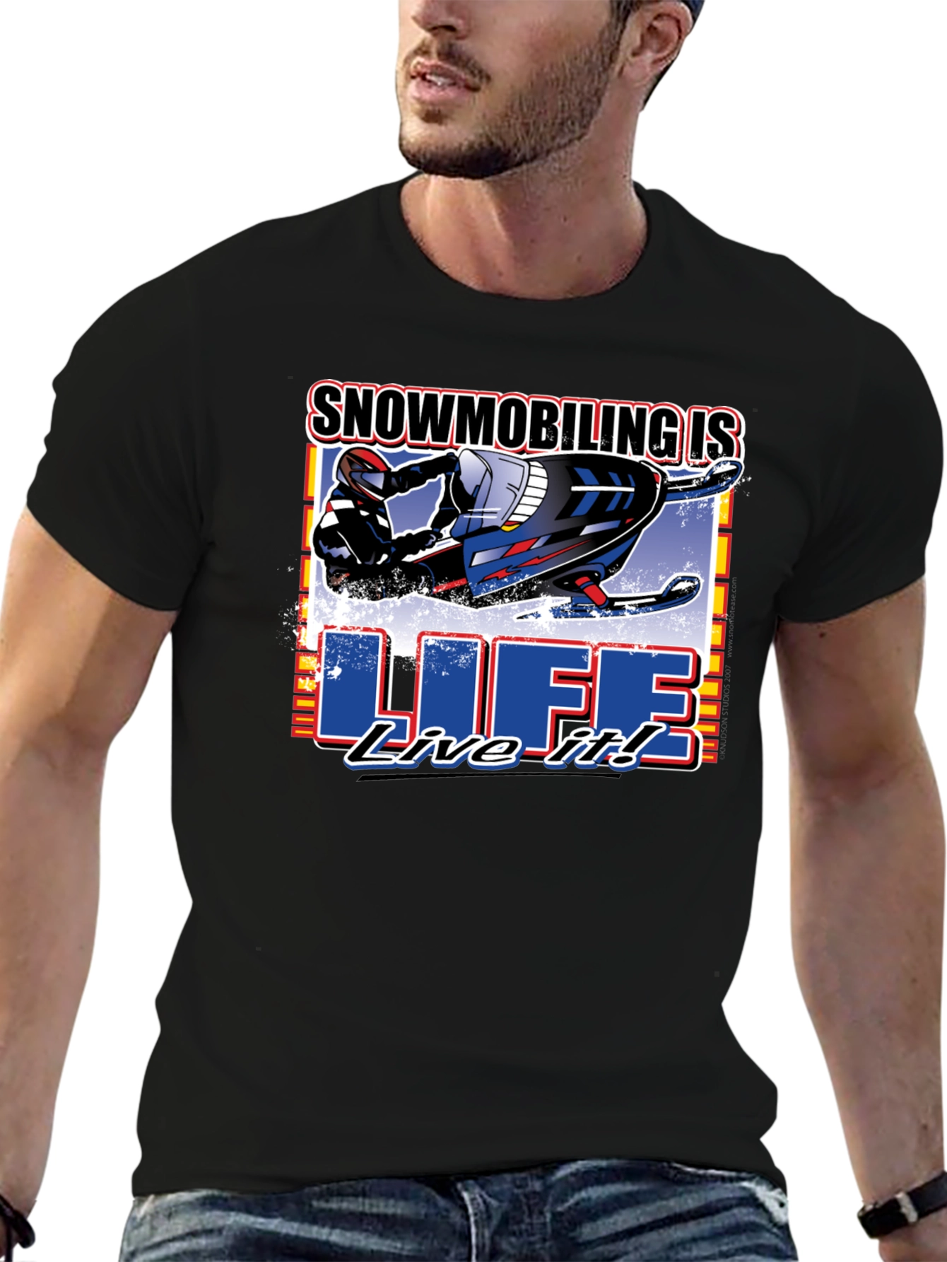 Snowmobiling is Life T-Shirt - Black