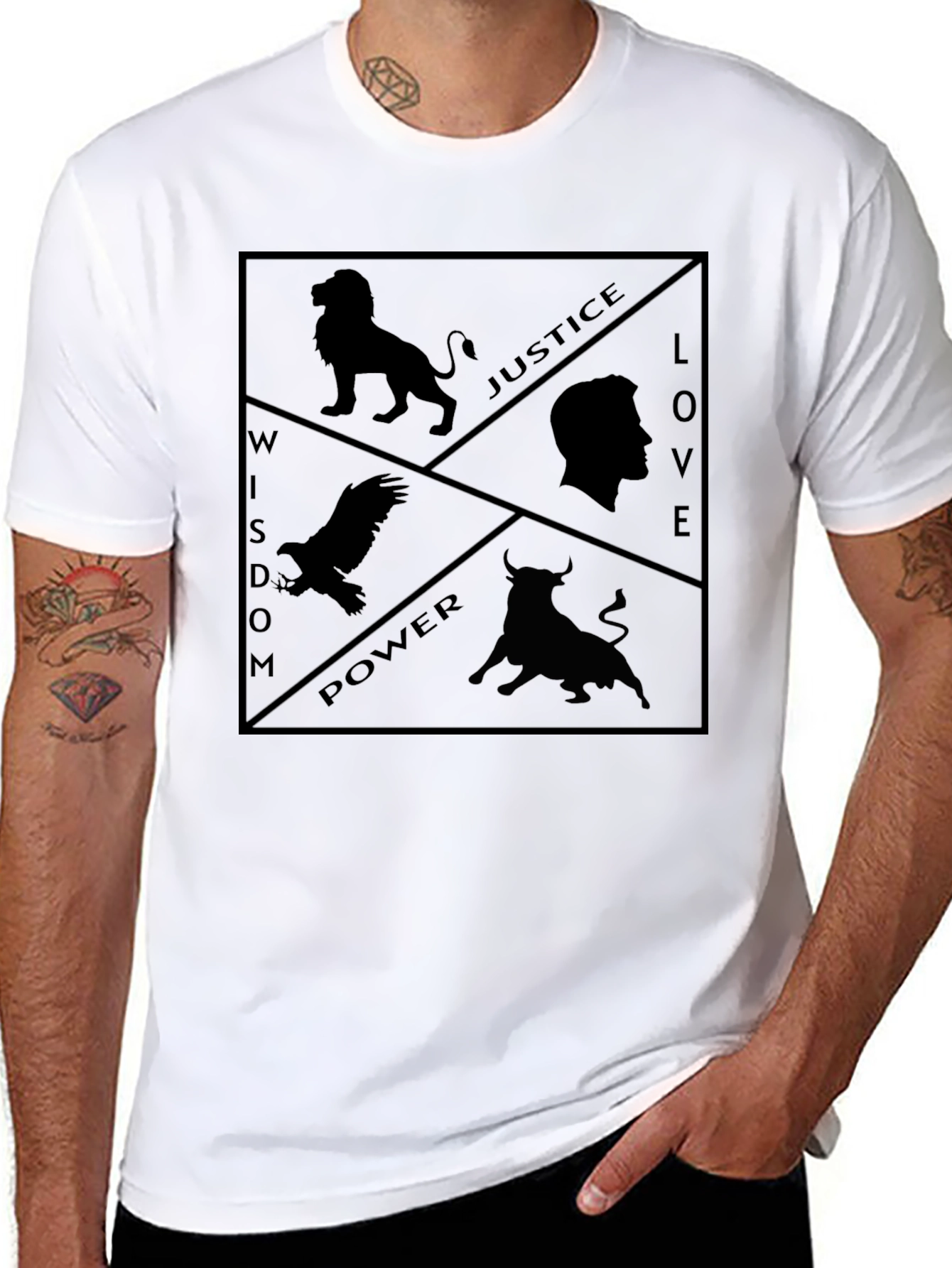 Wisdom Justice Power Love Graphic Tee