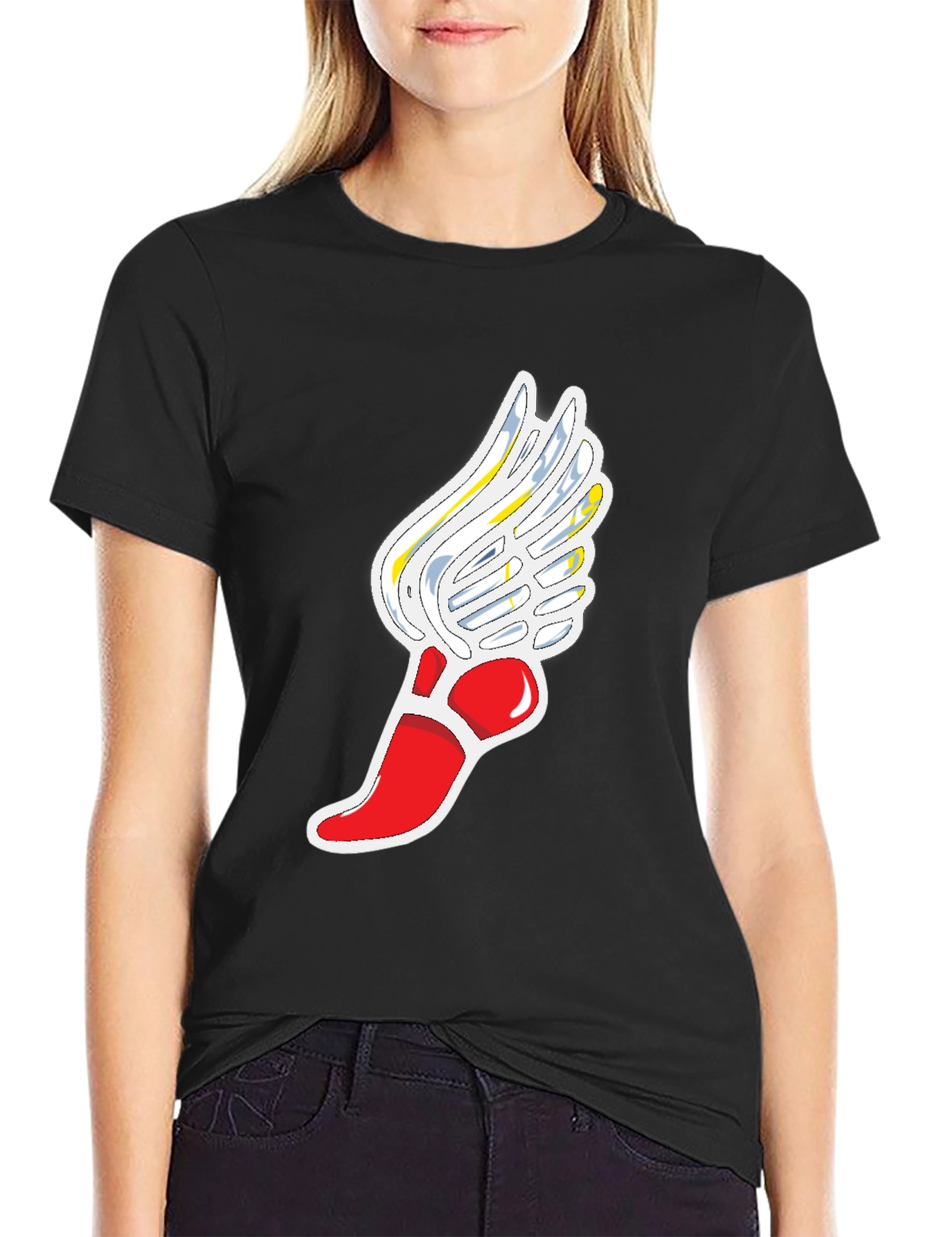 Winged Foot Graphic Black T-Shirt