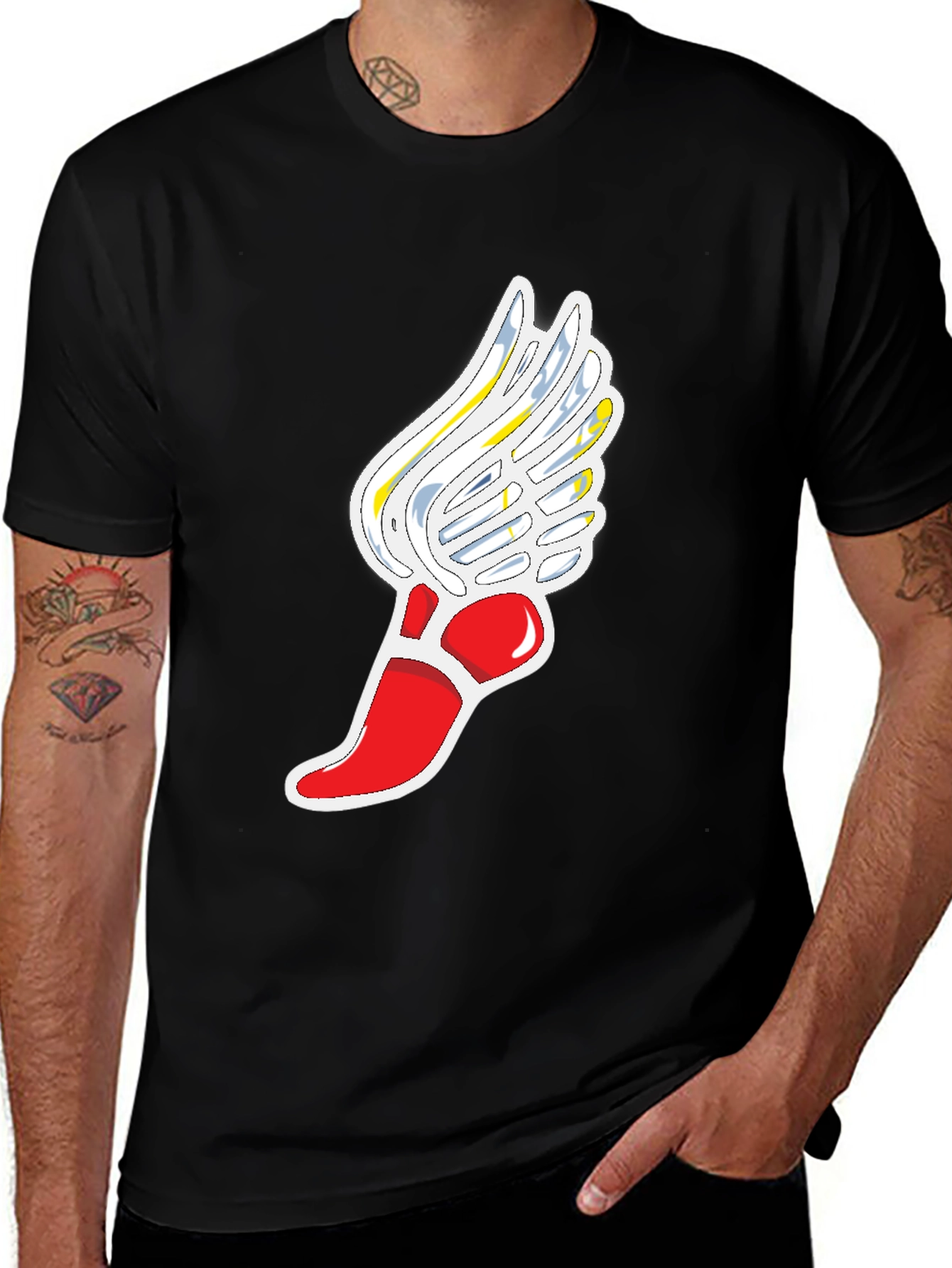 Winged Foot Graphic Black T-Shirt