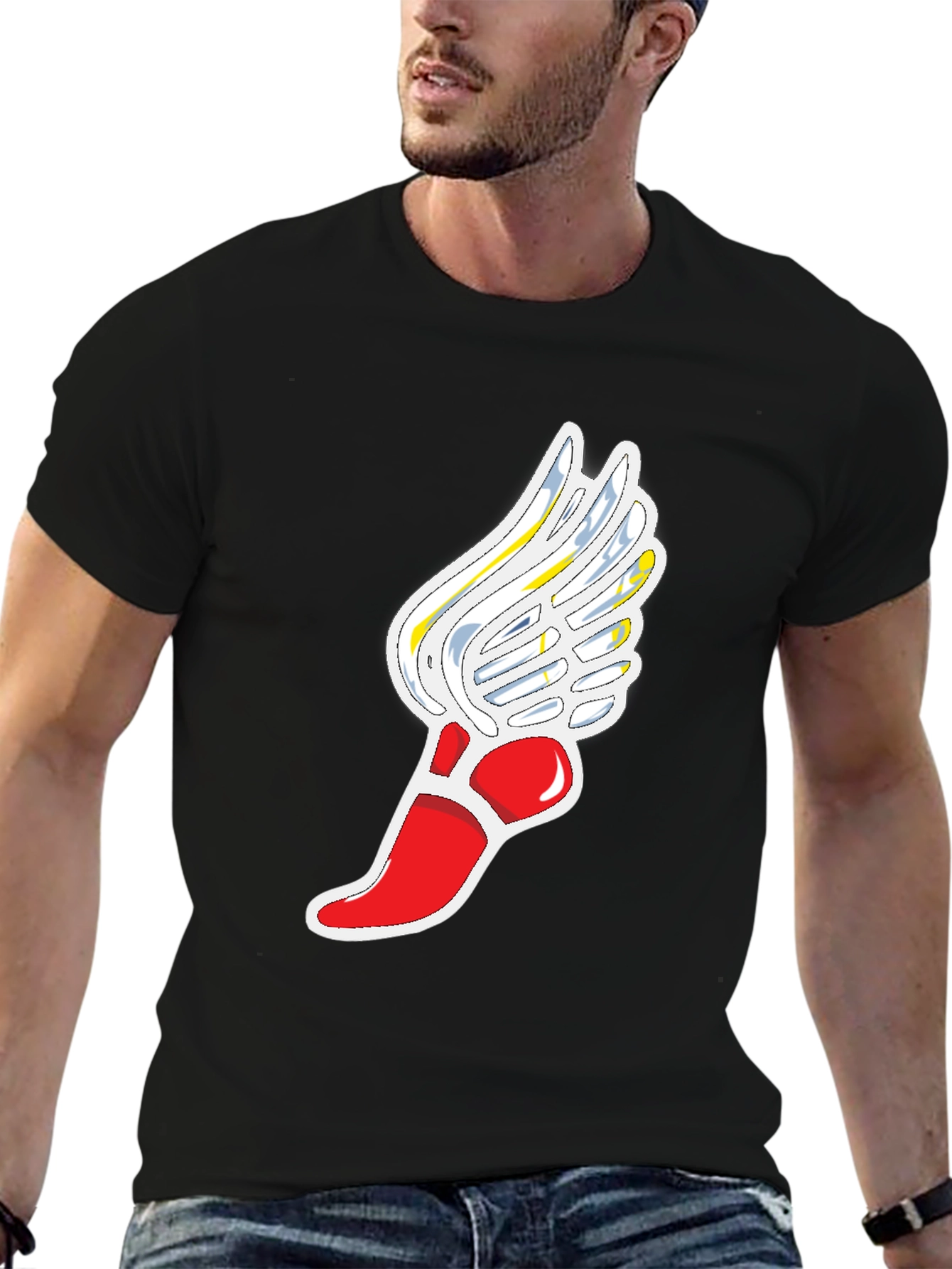 Winged Foot Graphic Black T-Shirt
