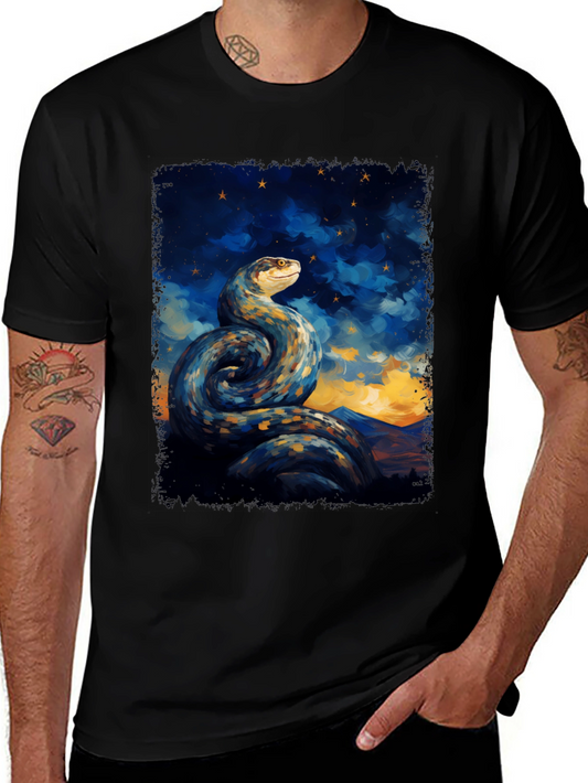 Serpent Night Sky T-Shirt - Artistic Snake Tee