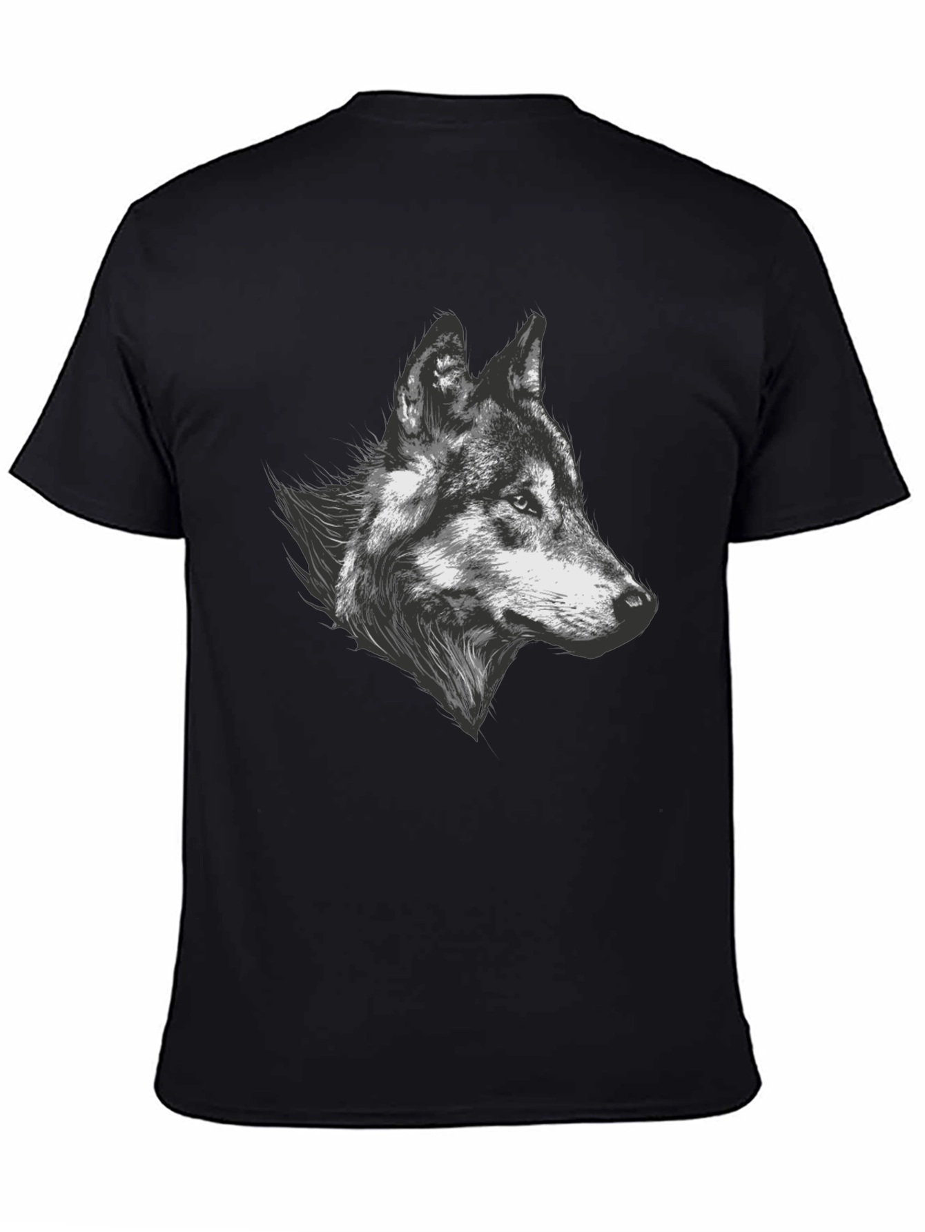 Wolf Graphic Tee - Black Cotton Blend T-Shirt