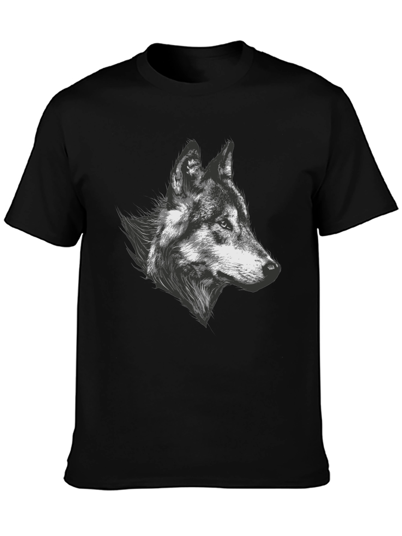 Wolf Graphic Tee - Black Cotton Blend T-Shirt