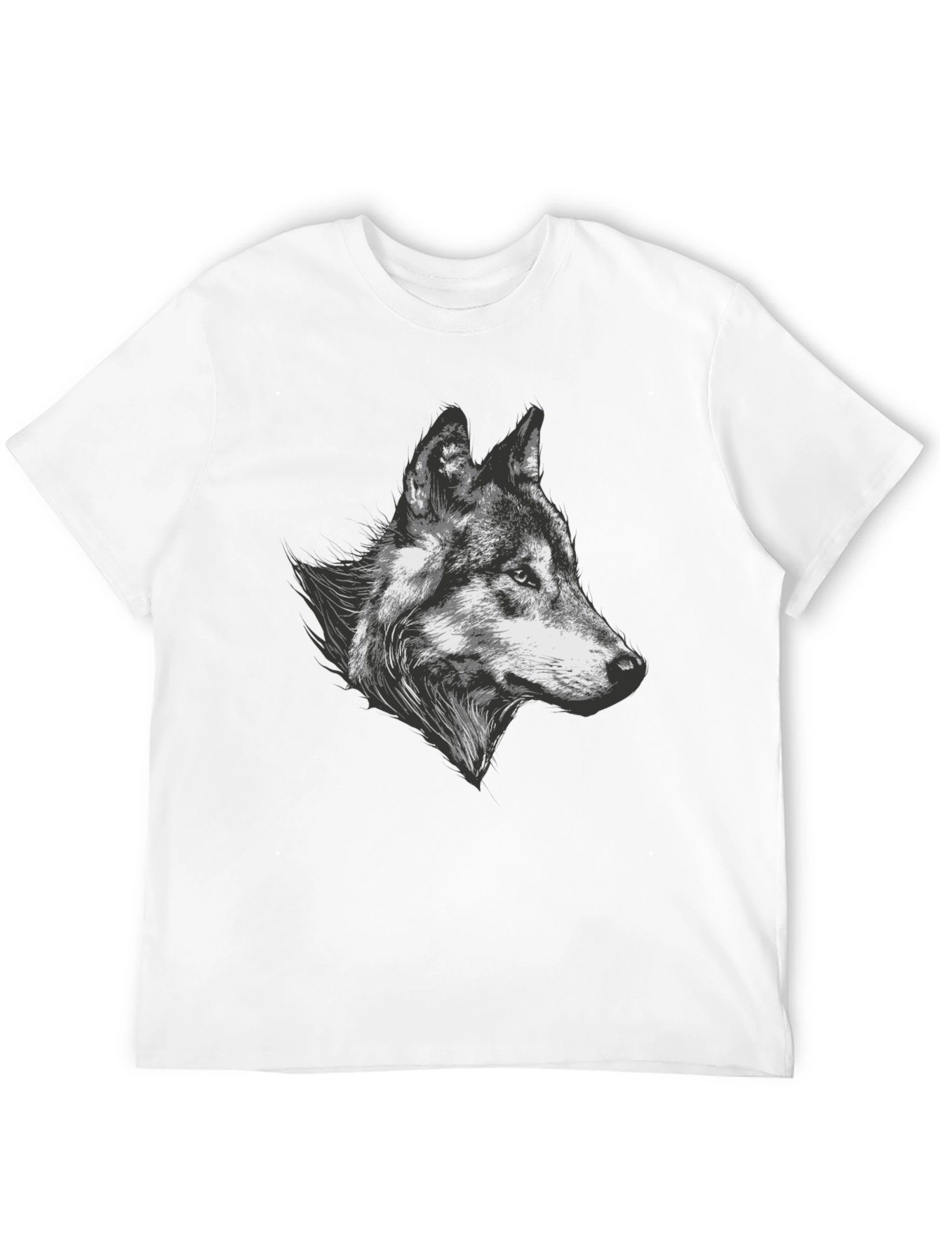 Wolf Graphic Tee - Black Cotton Blend T-Shirt