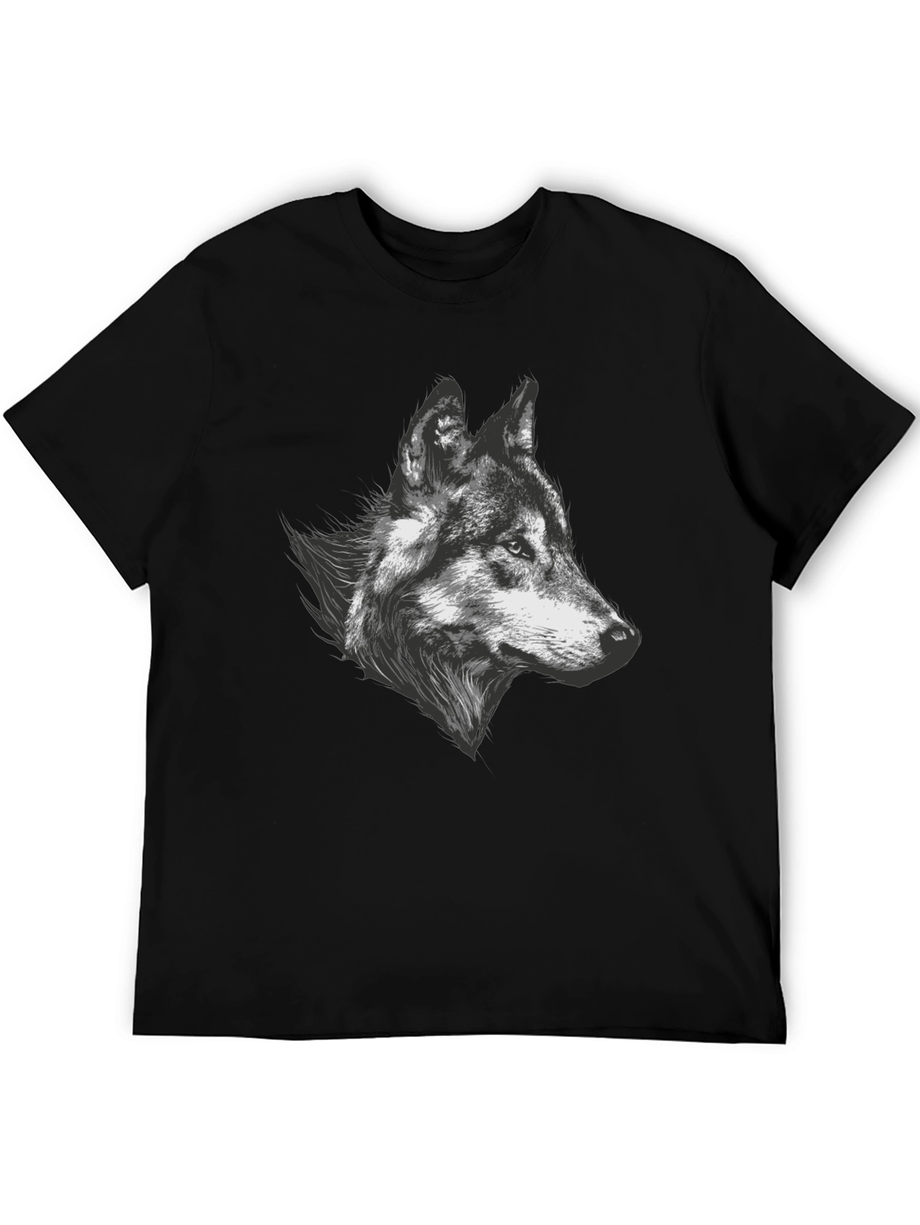 Wolf Graphic Tee - Black Cotton Blend T-Shirt