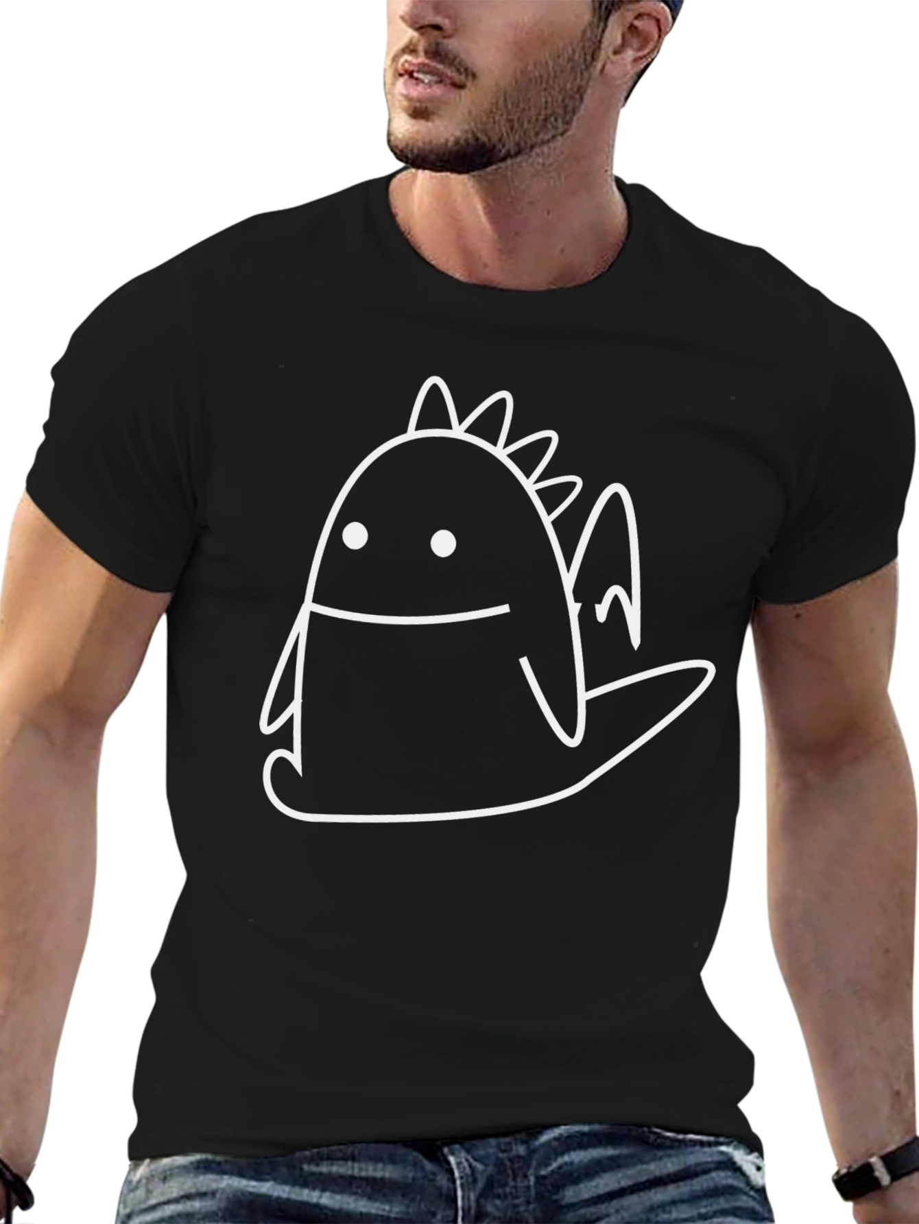Cartoon Dragon Graphic Black T-Shirt