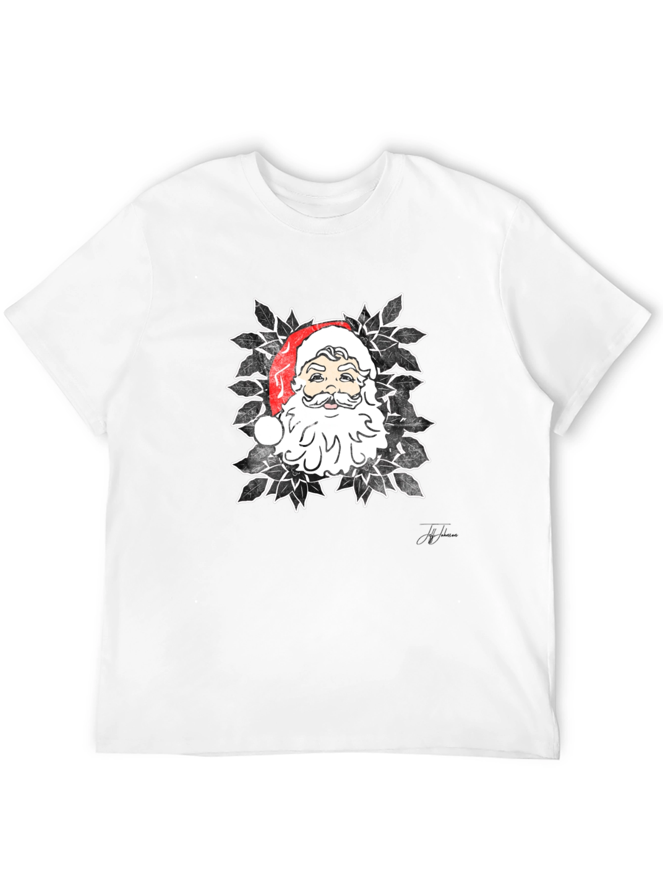 Santa Graphic Print Black T-Shirt