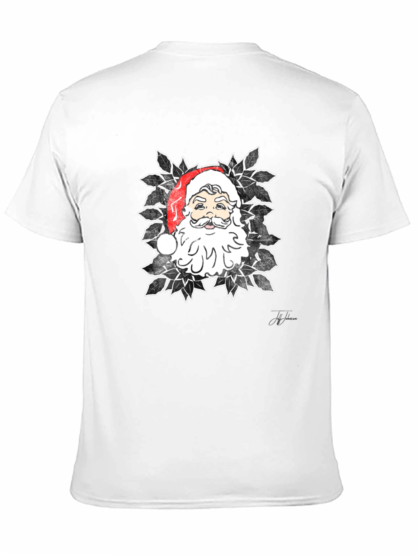 Santa Graphic Print Black T-Shirt
