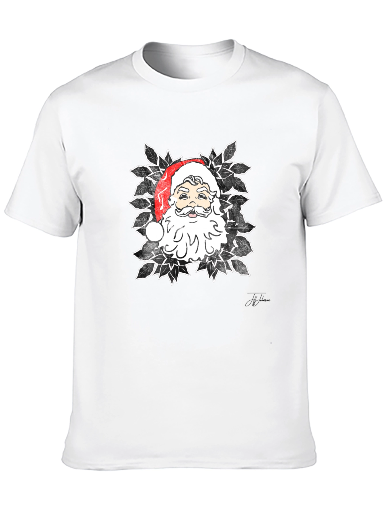 Santa Graphic Print Black T-Shirt