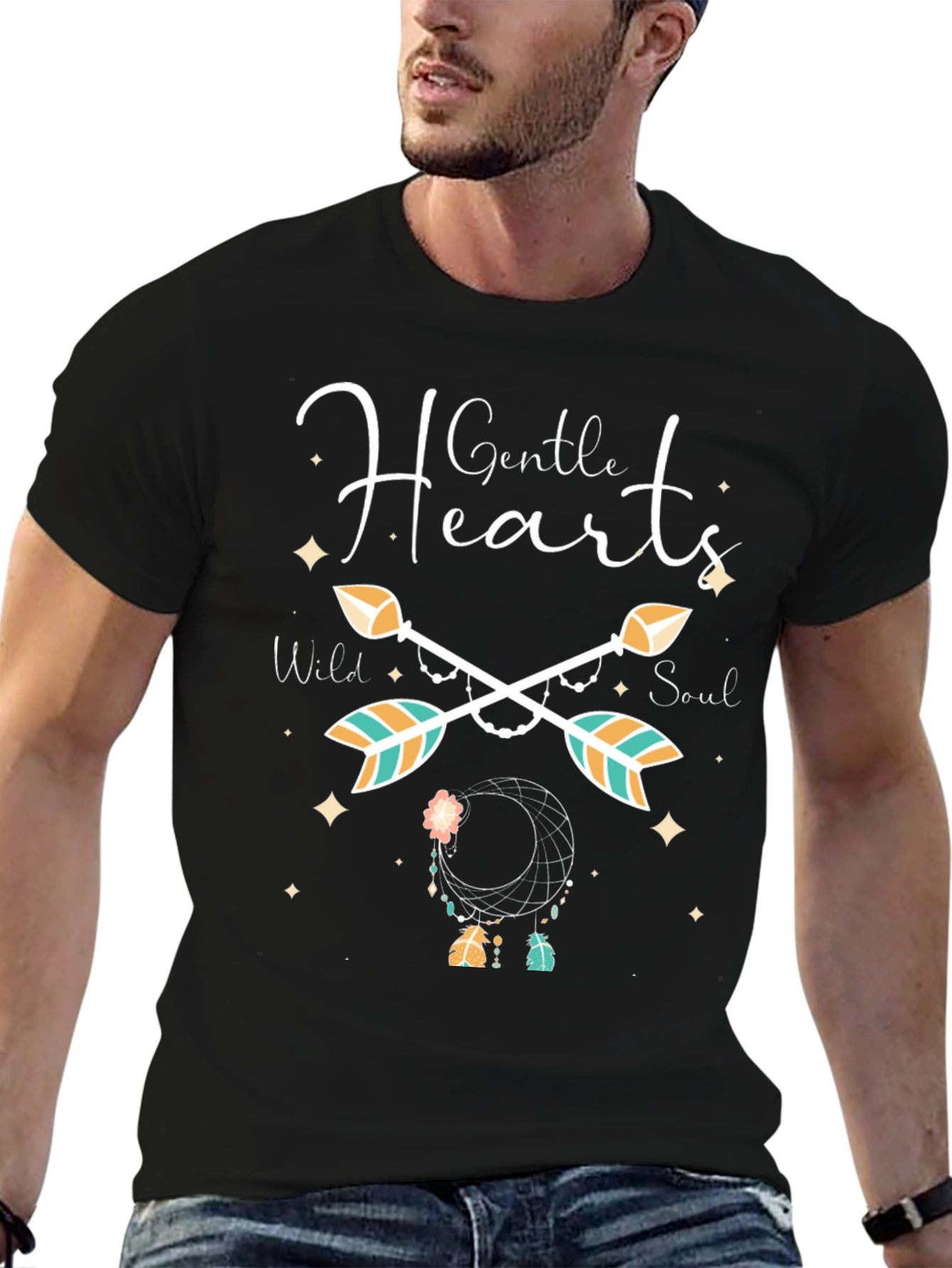 Gentle Hearts Arrow Dreamcatcher Black T-Shirt