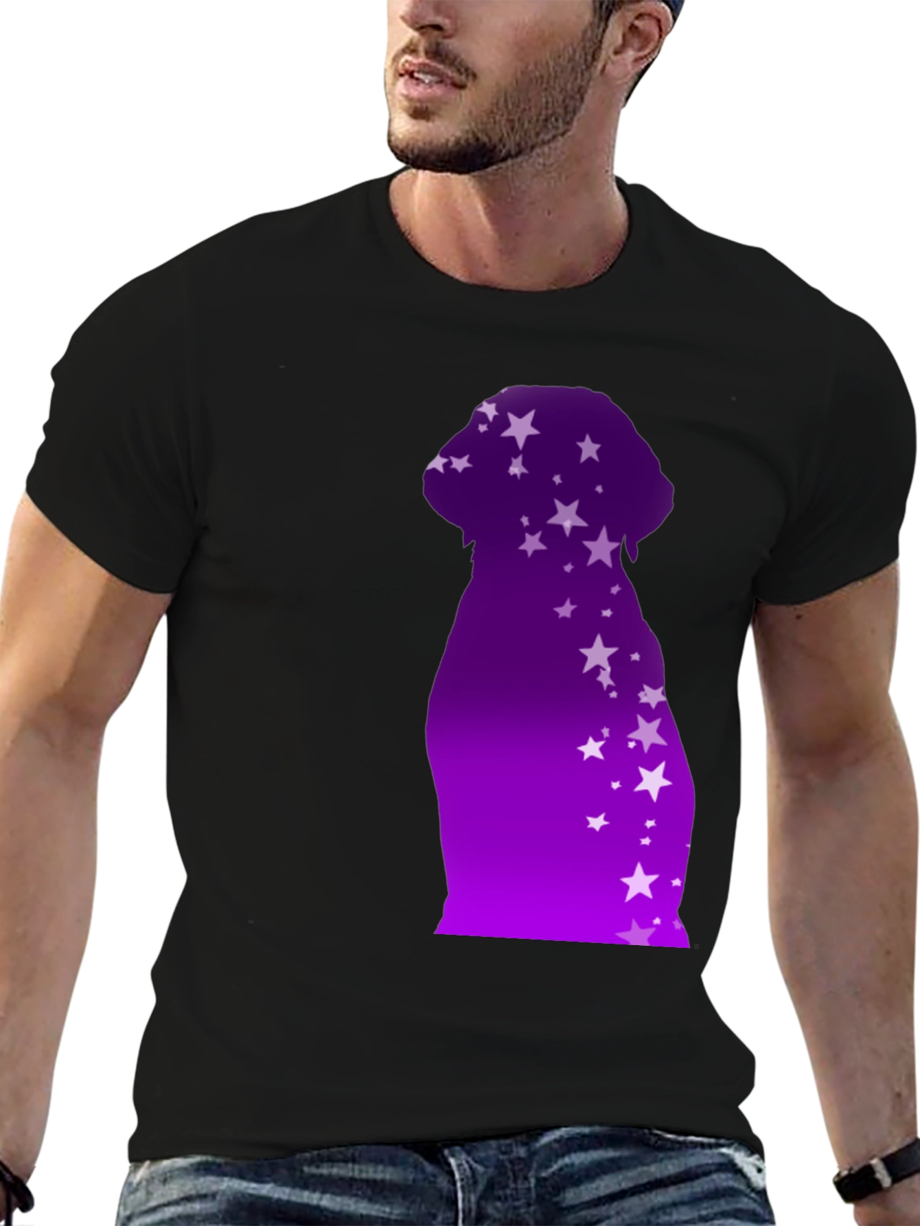 Dog Starry Silhouette T-Shirt - Modern Graphic Tee