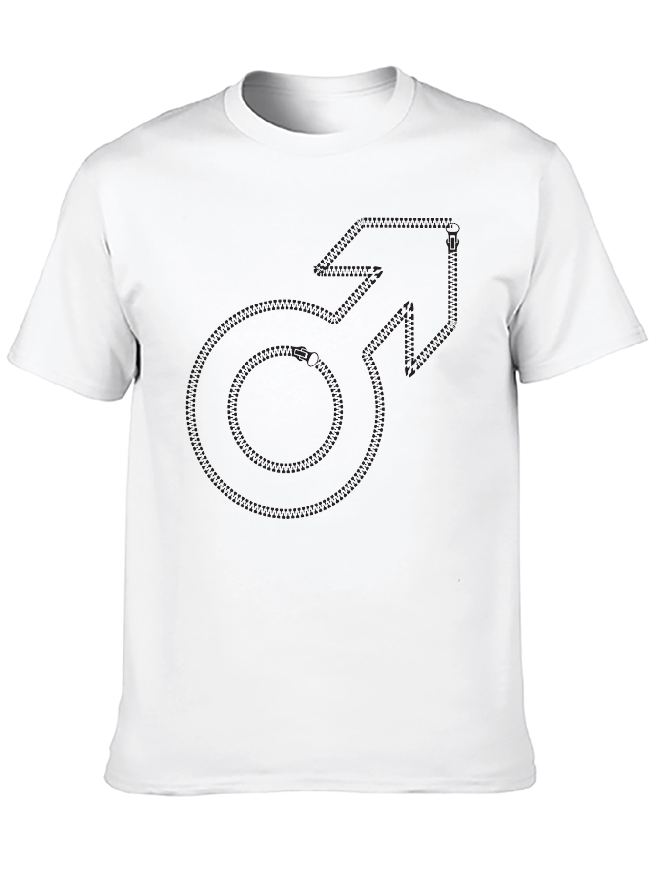 Mens Black Graphic Tee - Zipper Mars Symbol